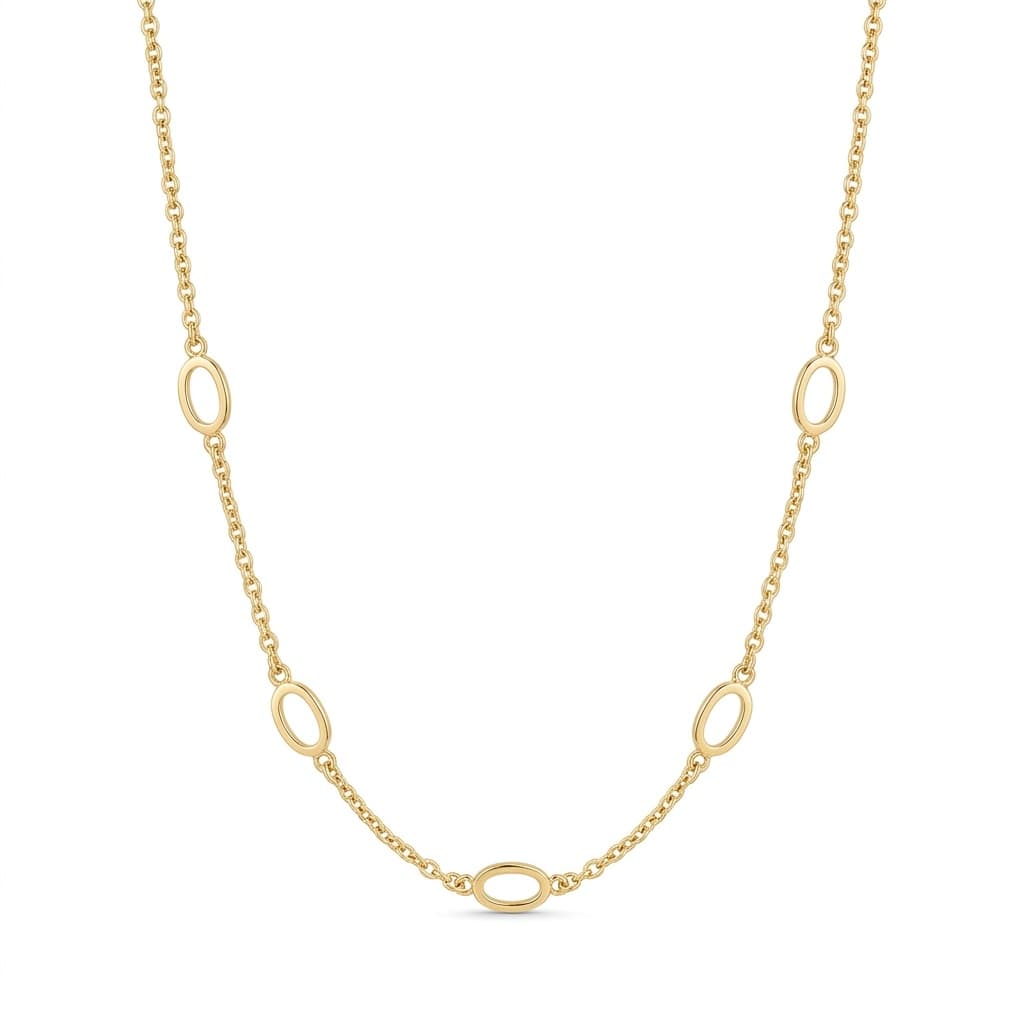CHOKER 32CM ELO PORTUGUÊS FORMAS OVAIS VAZADAS