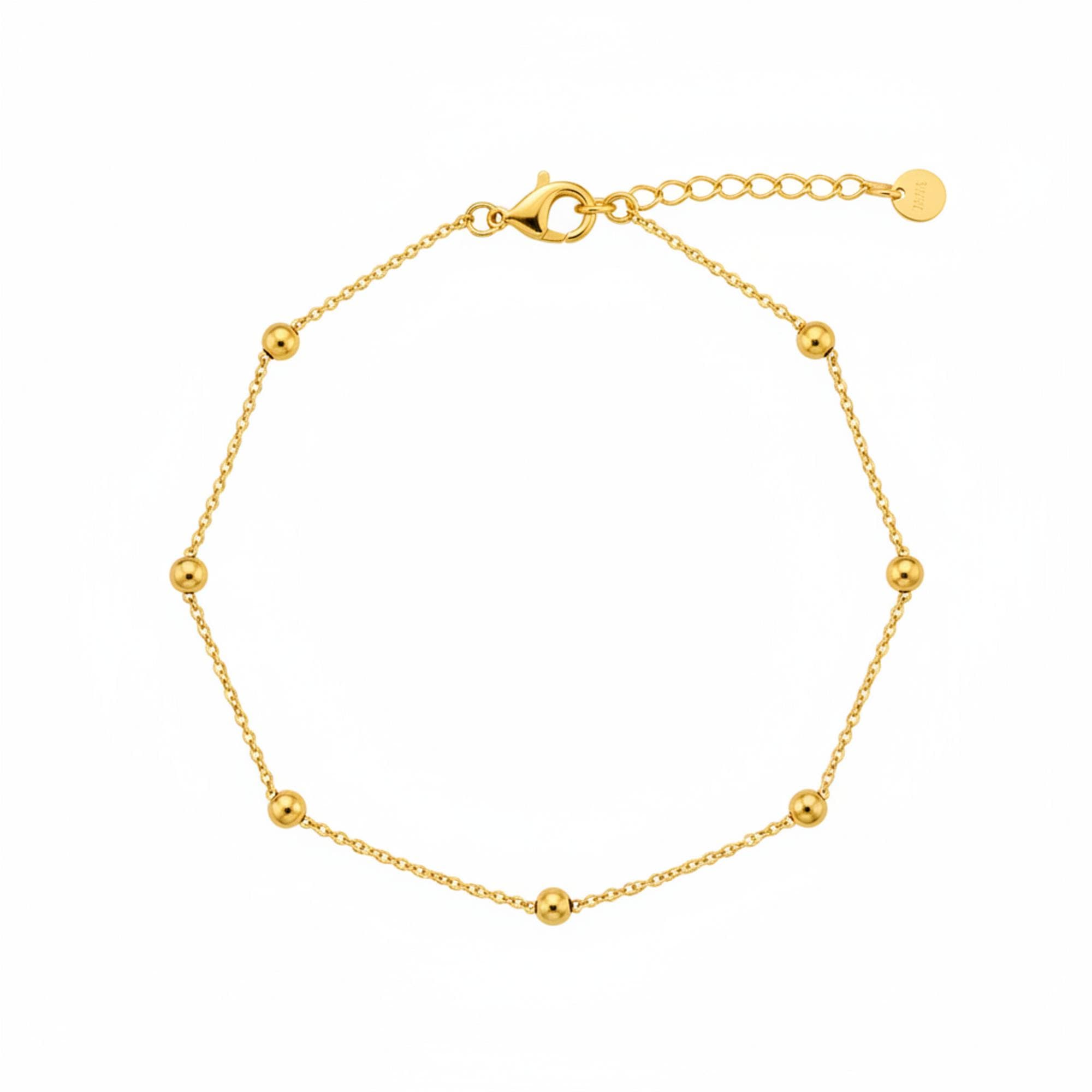 PULSEIRA ELO PORTUGUÊS COM BOLINHAS 18CM MARSALA — foto 1