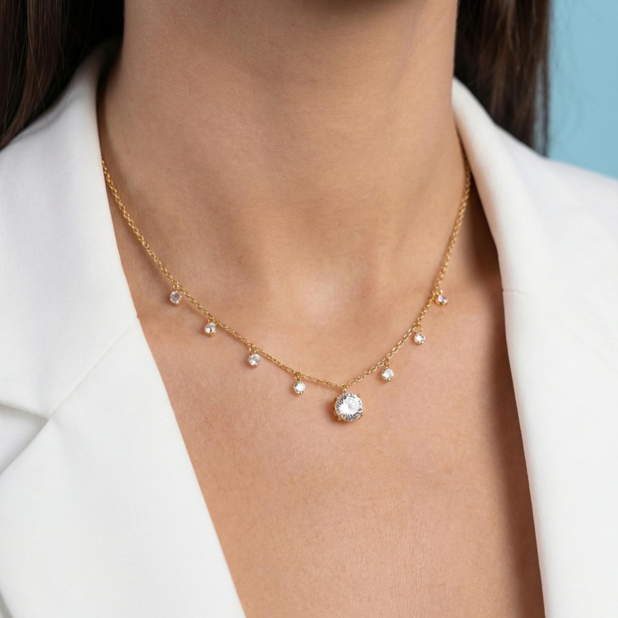 COLAR CHOKER ELO CADEADO CRISTAIS 35CM — foto 2