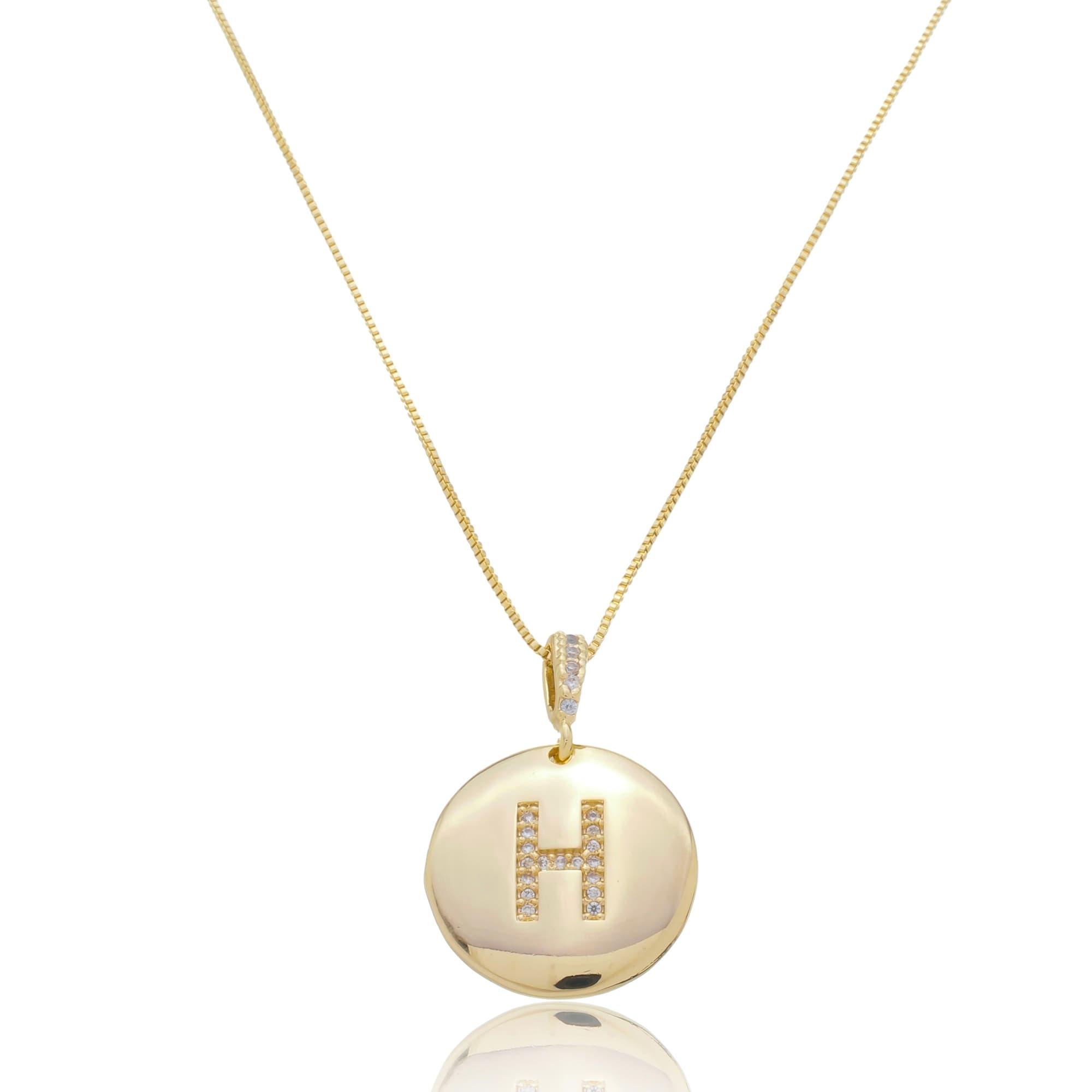 COLAR ZIRCÔNIA MEDALHA LETRA H — foto 1