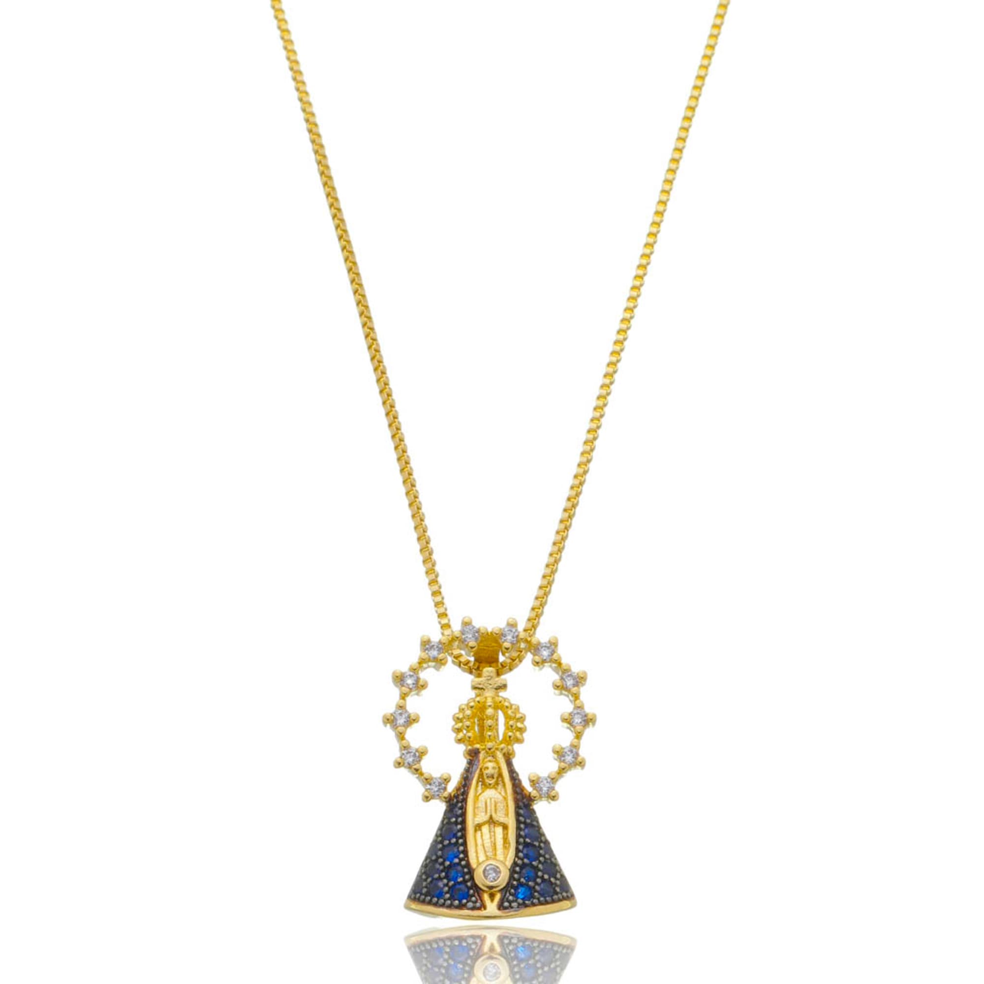 COLAR VENEZIANA NOSSA SENHORA CRAVEJADA ZIRCÔNIA BARI 45CM — foto 2