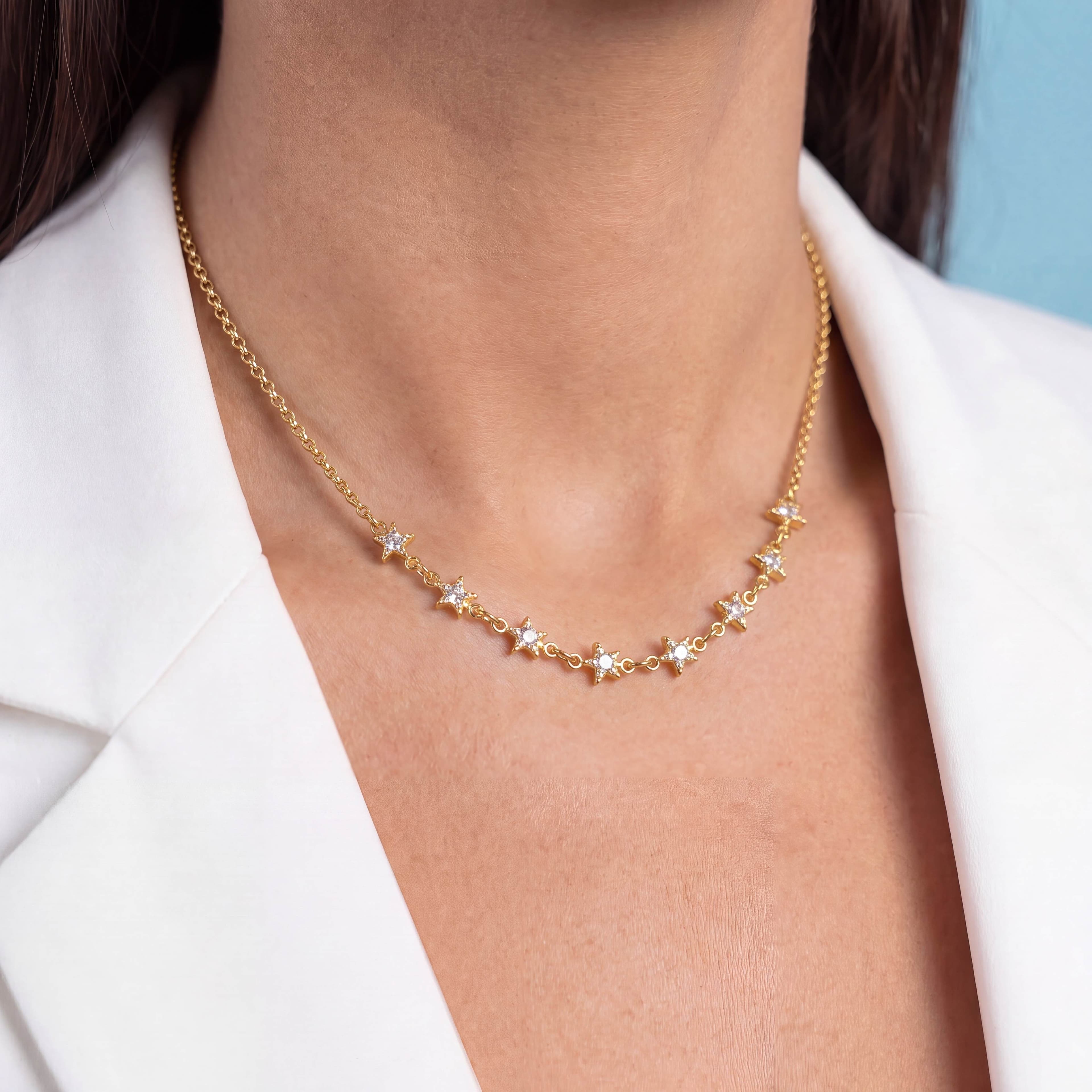 CHOKER 35CM ELO CADEADO ESTRELA CRISTAL