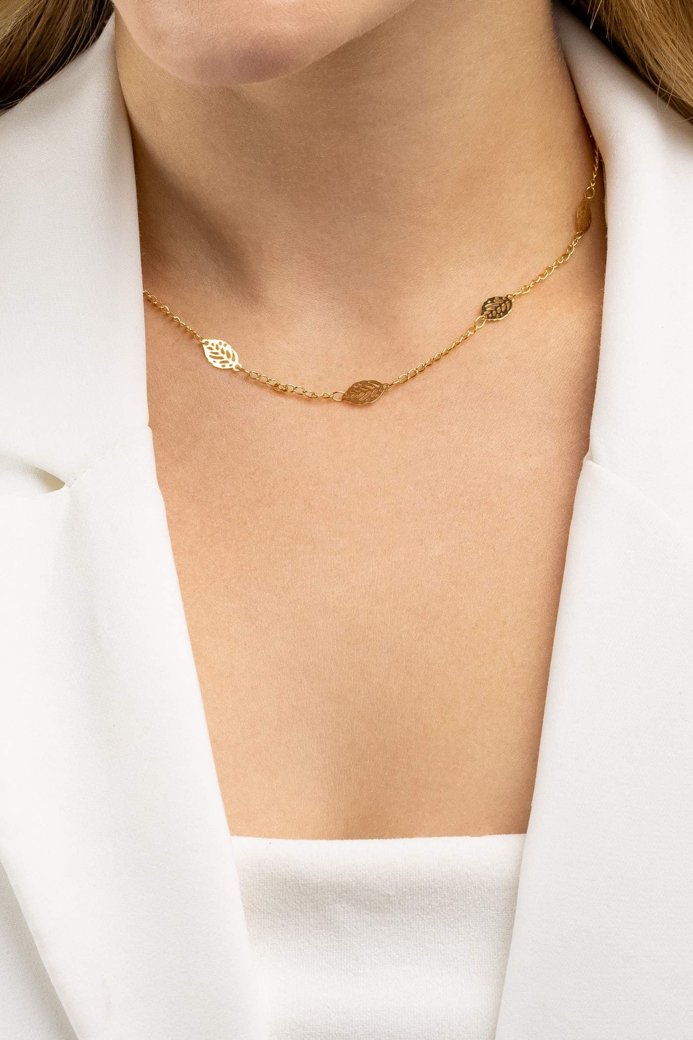 COLAR CHOKER ELO AMERICANO FOLHA 35CM CREMONA — foto 2