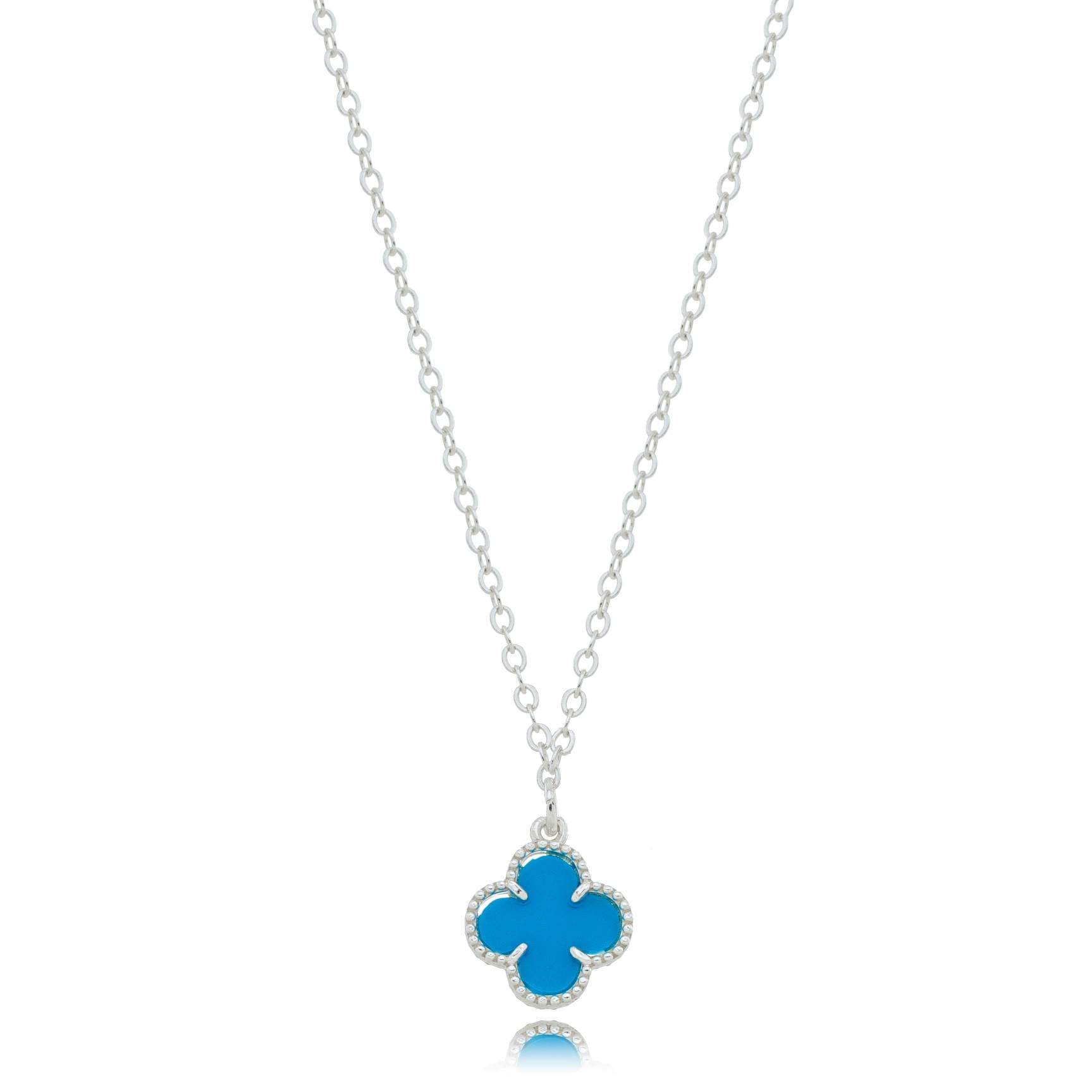 COLAR PRATA TREVO AQUAMARINE 45CM FERRARA — foto 2