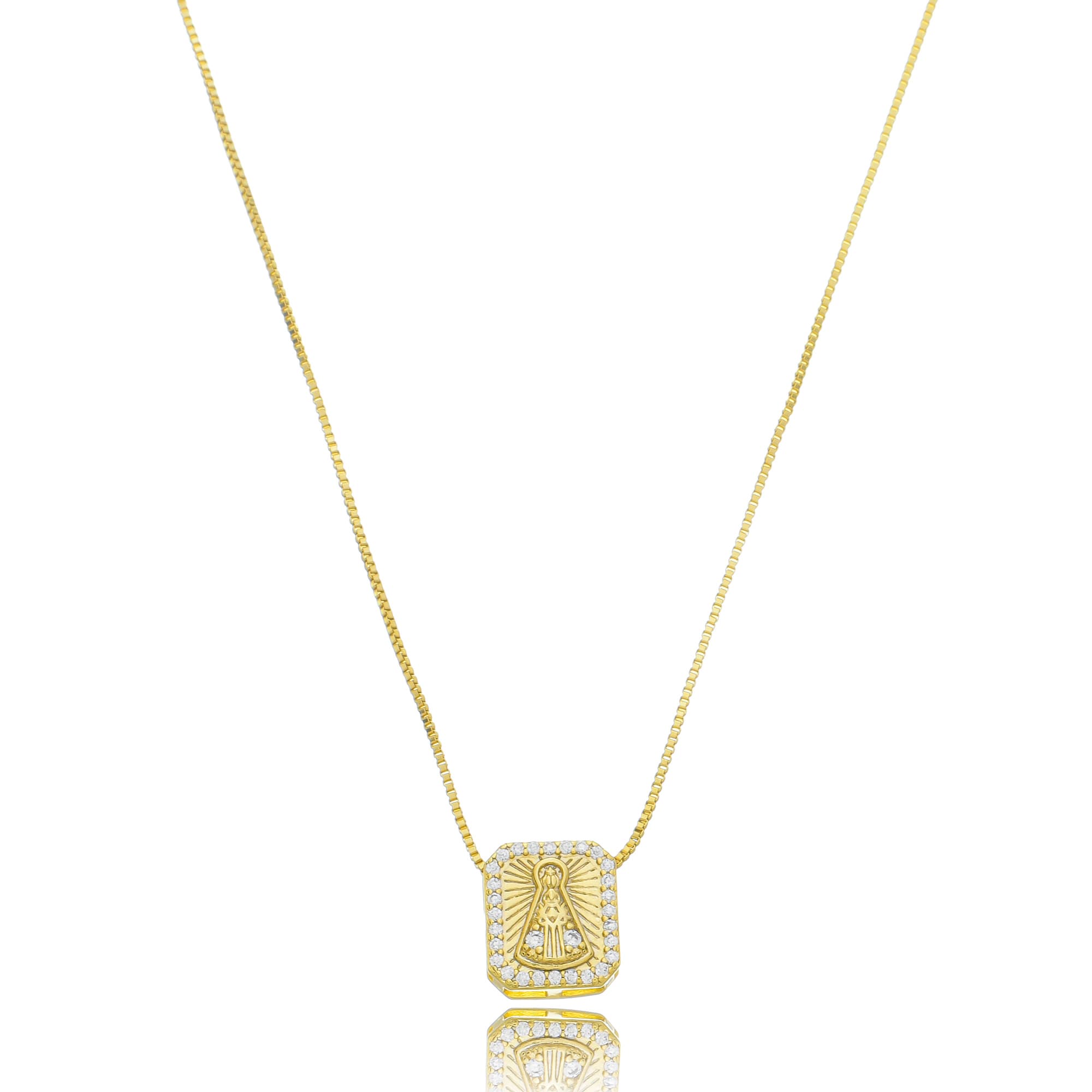 COLAR VENEZIANA NOSSA SENHORA APARECIDA CRAVEJADA 45CM — foto 1