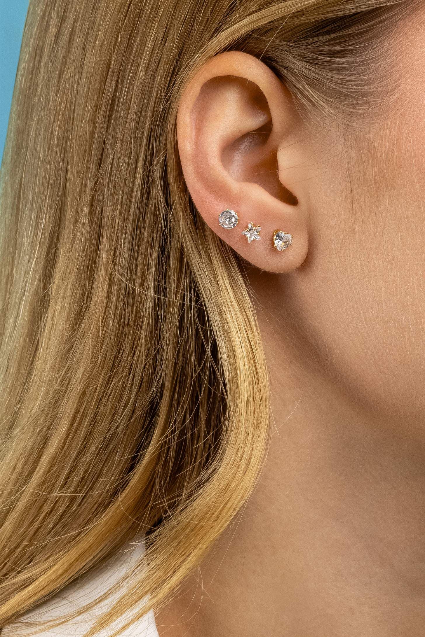 BRINCO TRIO ESTRELA CORAÇÃO CÍRCULO ZIRCÔNIA CRISTAL — foto 2