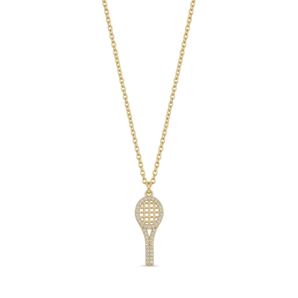 COLAR 45CM ELO CADEADO RAQUETE DE TÊNIS CRISTAL