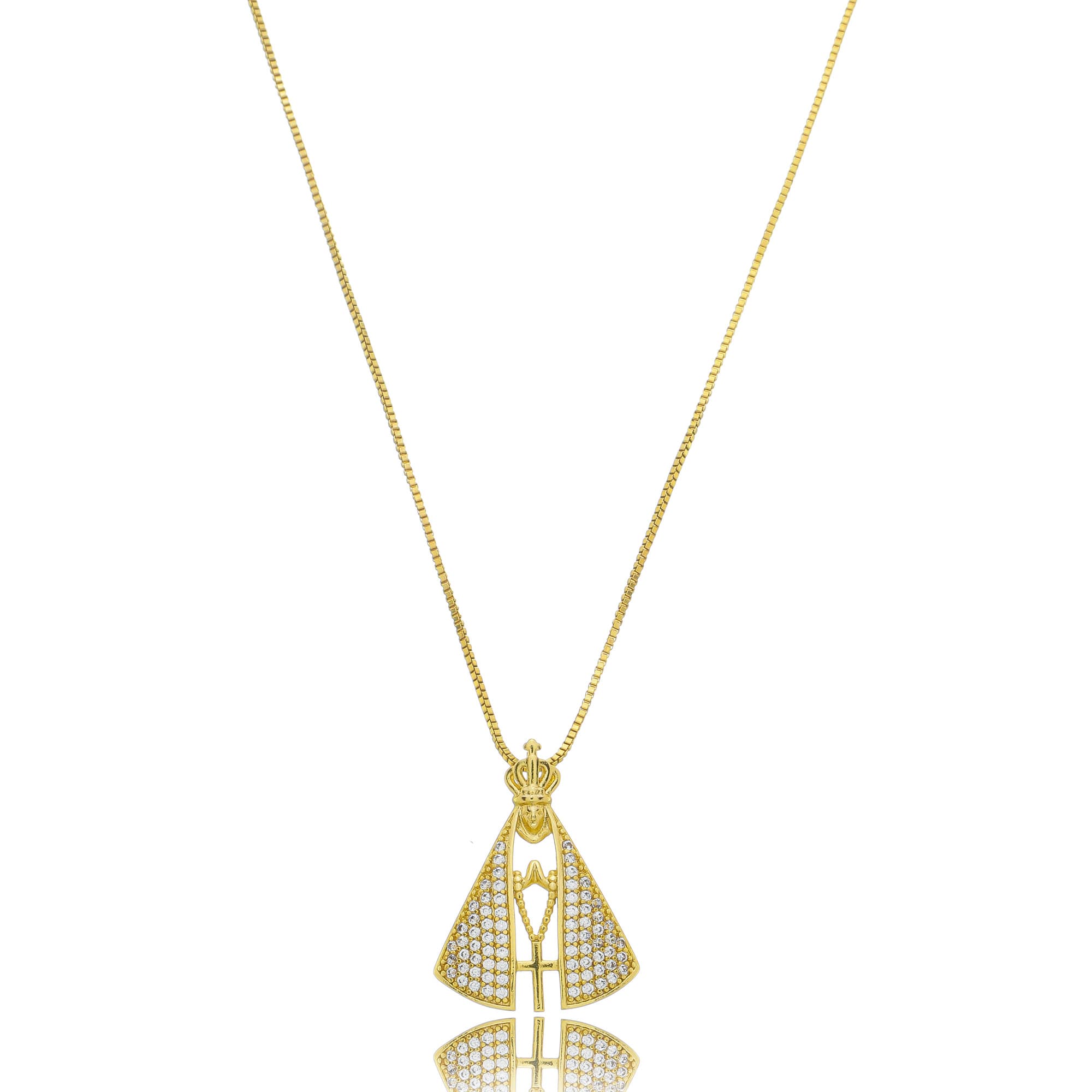 COLAR VENEZIANA NOSSA SENHORA APARECIDA CRAVEJADA 45CM — foto 1