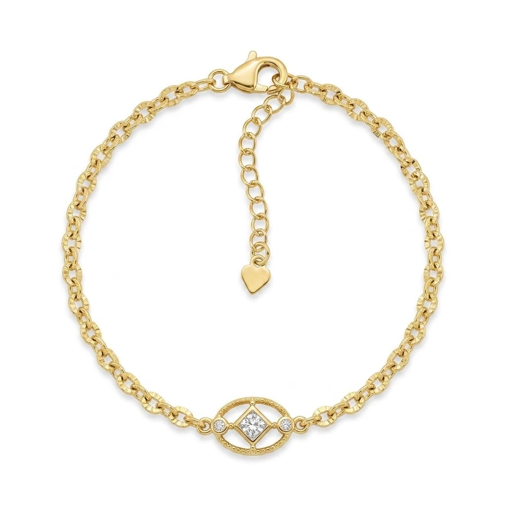 PULSEIRA 18CM ELO CADEADO DIAMANTADO CRISTAL