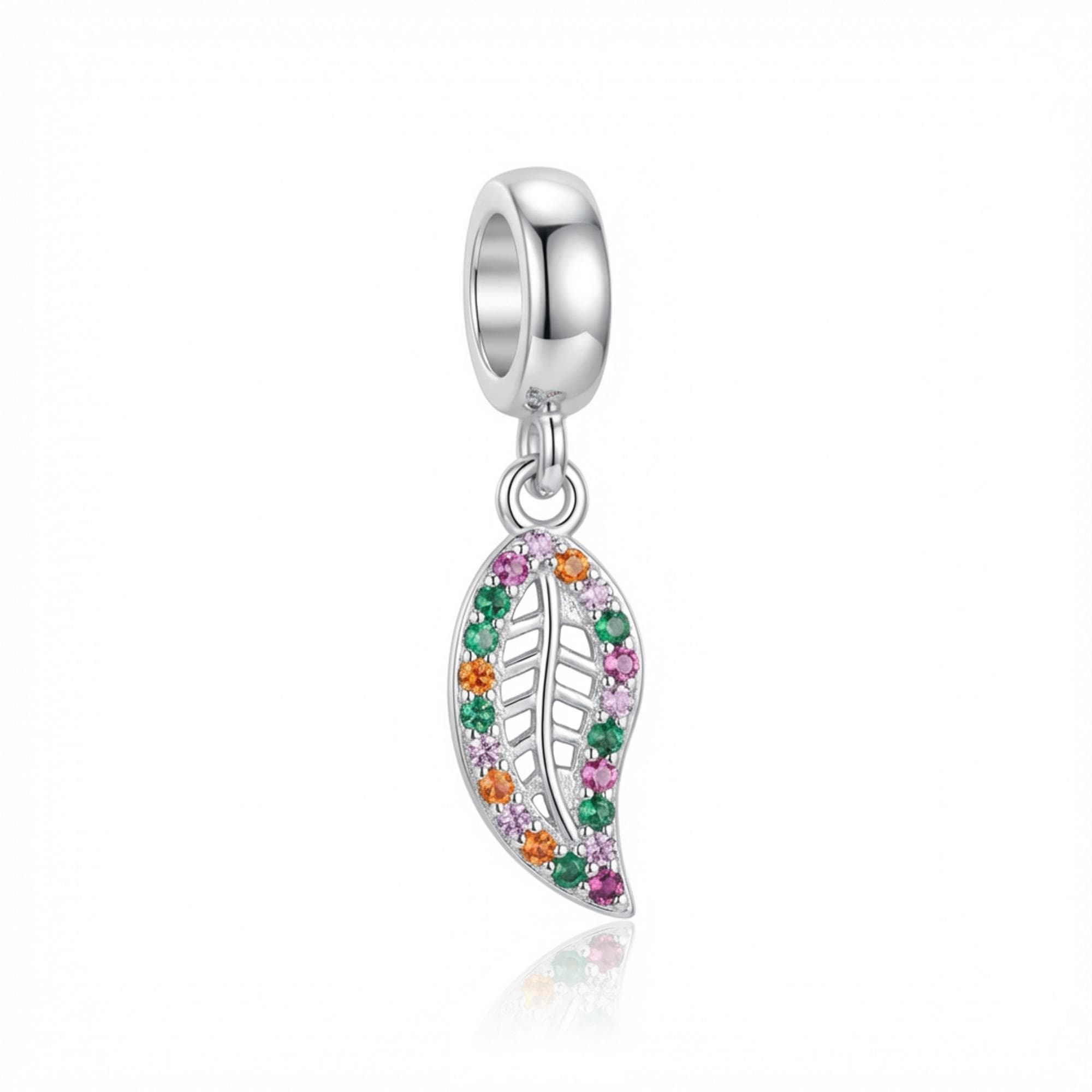 BERLOQUE PRATA ZIRCÔNIA MULTICOLOR FOLHA