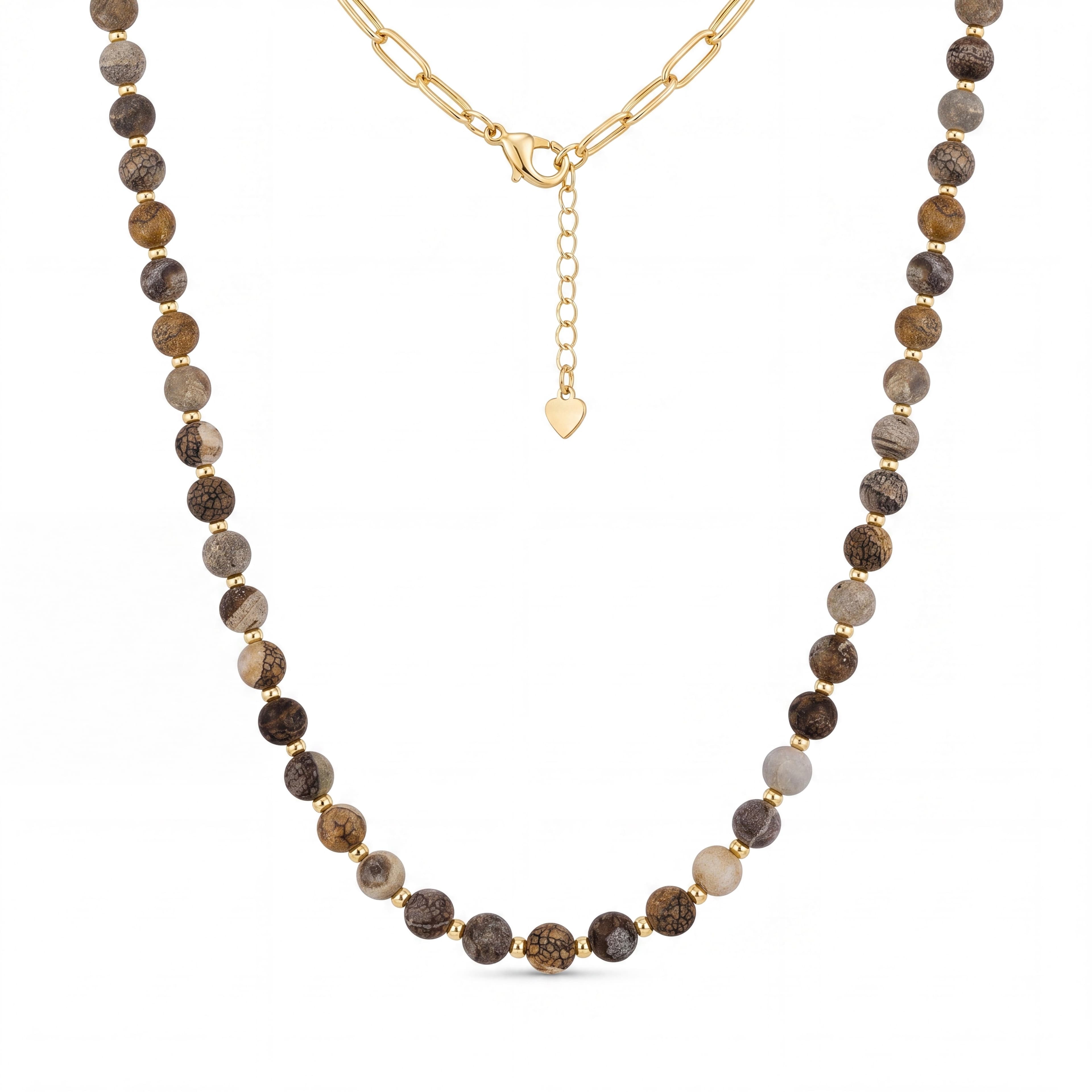 CHOKER PEDRAS NATURAIS JASPE PICTURE 35CM — foto 1