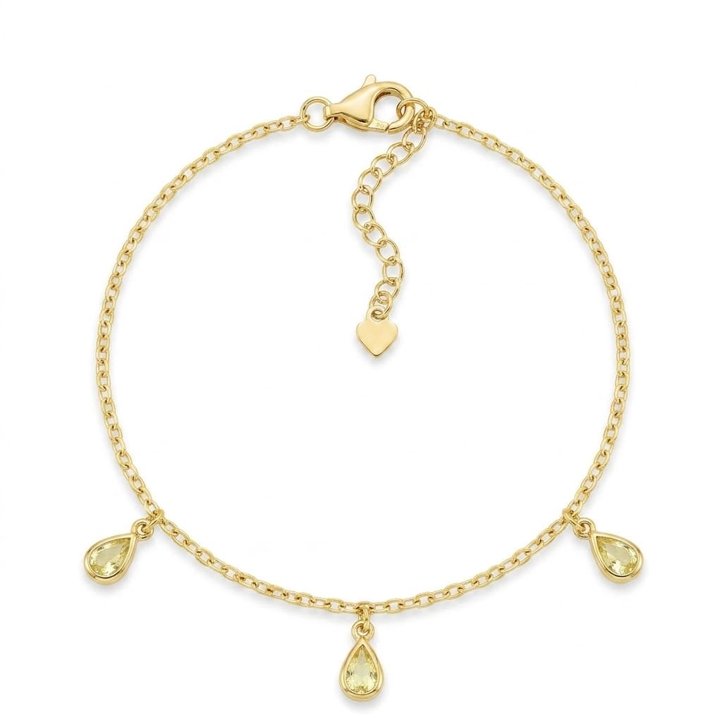 PULSEIRA 18CM ELO CADEADO COM GOTAS PENDURADAS OPALA