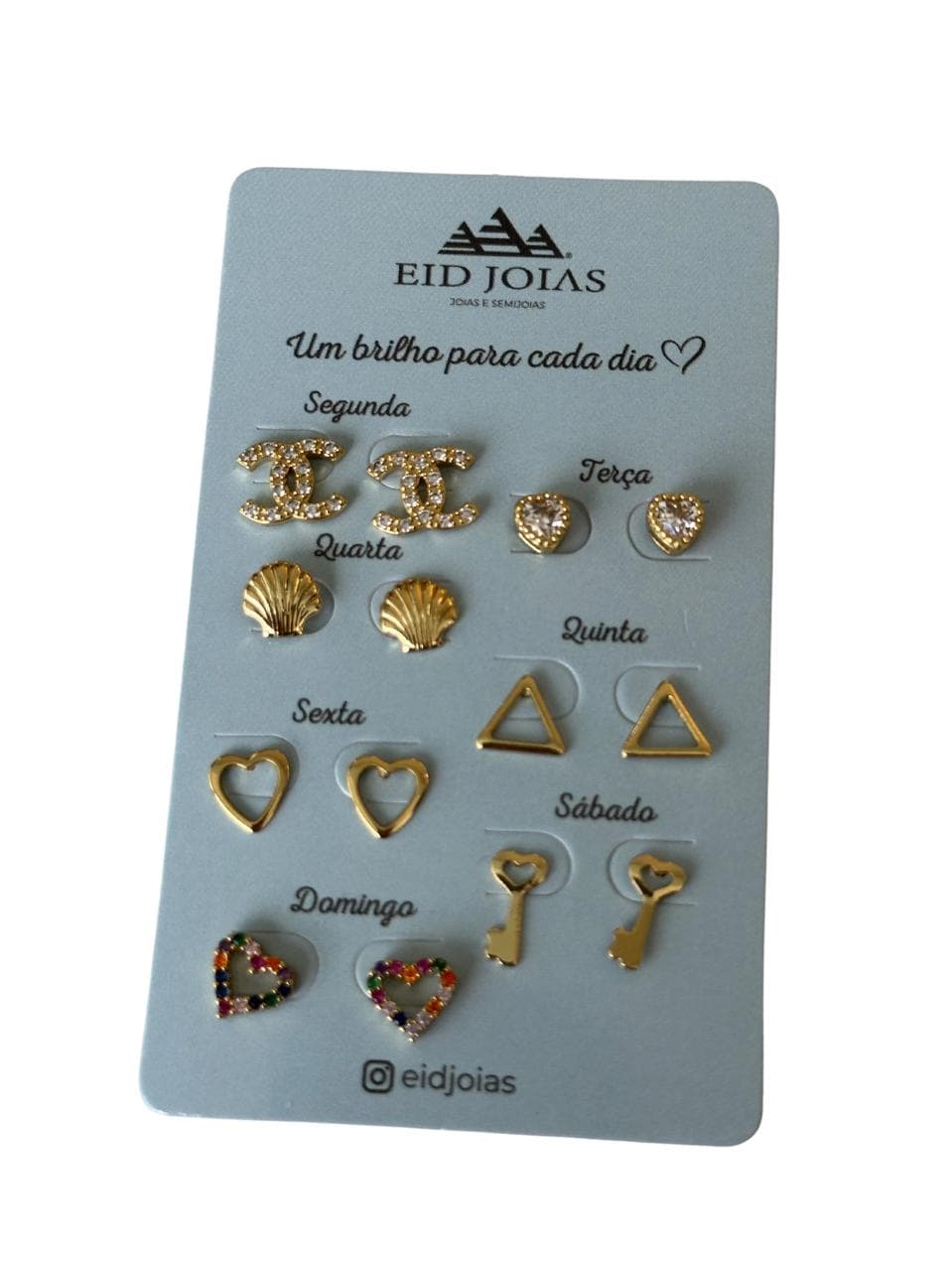 CONJUNTO DE BRINCO SEMANINHA CRAVEJADO E LISOS UDINE