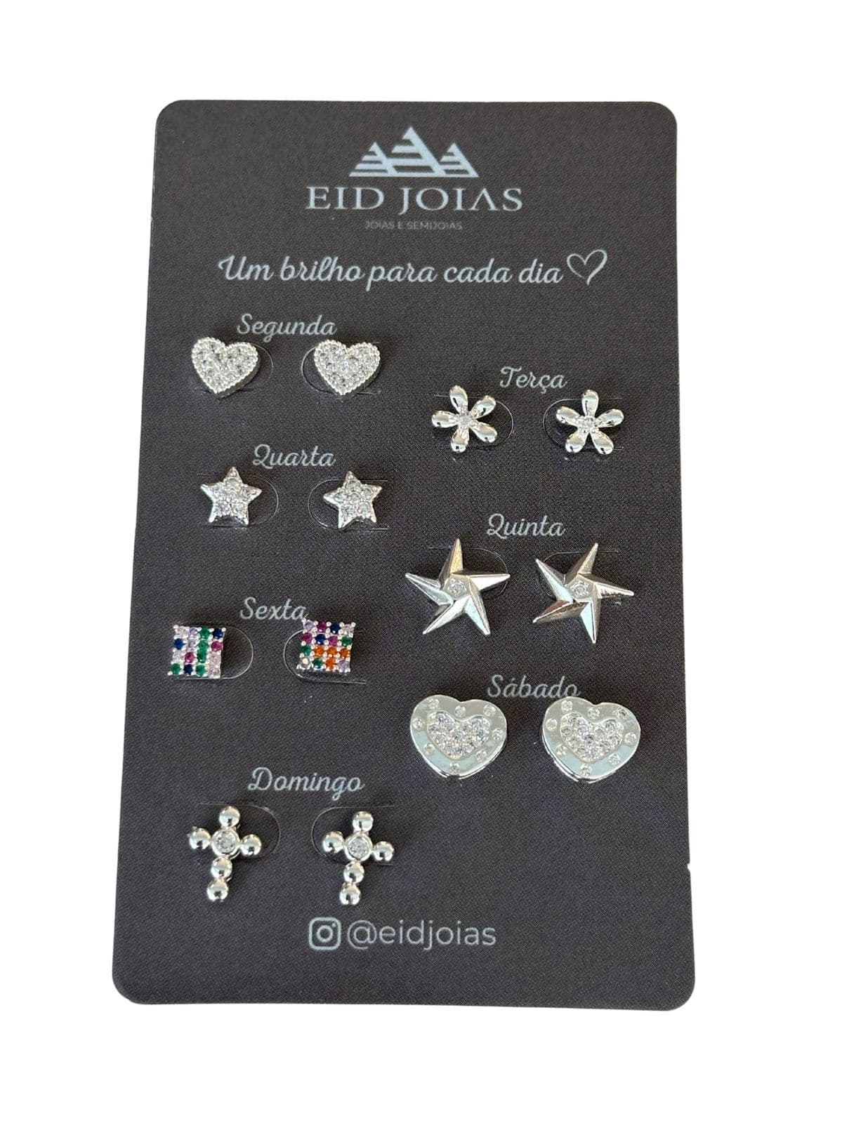 CONJUNTO DE BRINCOS SEMANINHA PRATA ROMA