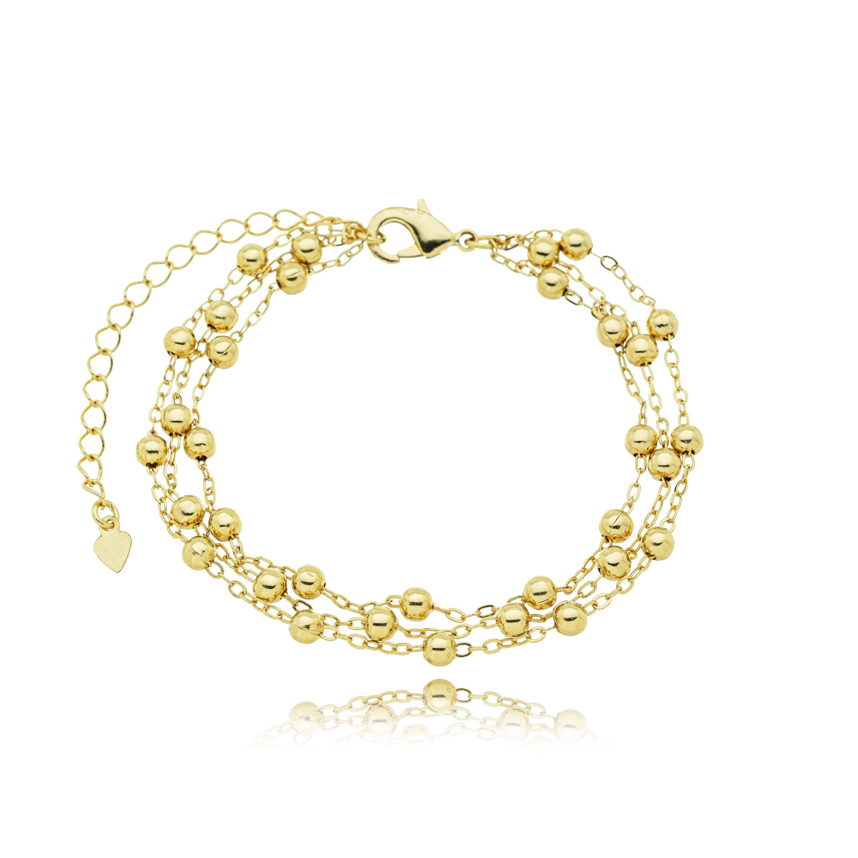 PULSEIRA 3 FIOS ELO CADEADO COM BOLINHAS 18CM AREZZO — foto 2