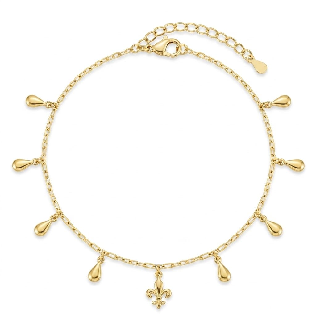 PULSEIRA 18CM ELO CADEADO GOTAS LISAS