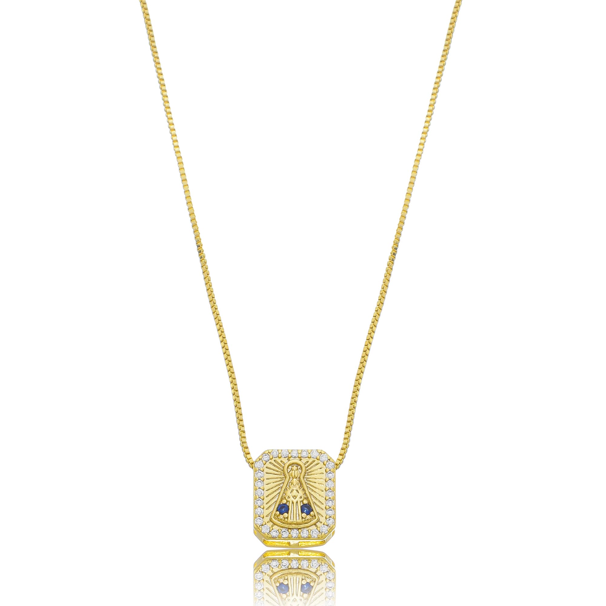 COLAR VENEZIANA NOSSA SENHORA APARECIDA CRAVEJADA 45CM — foto 1