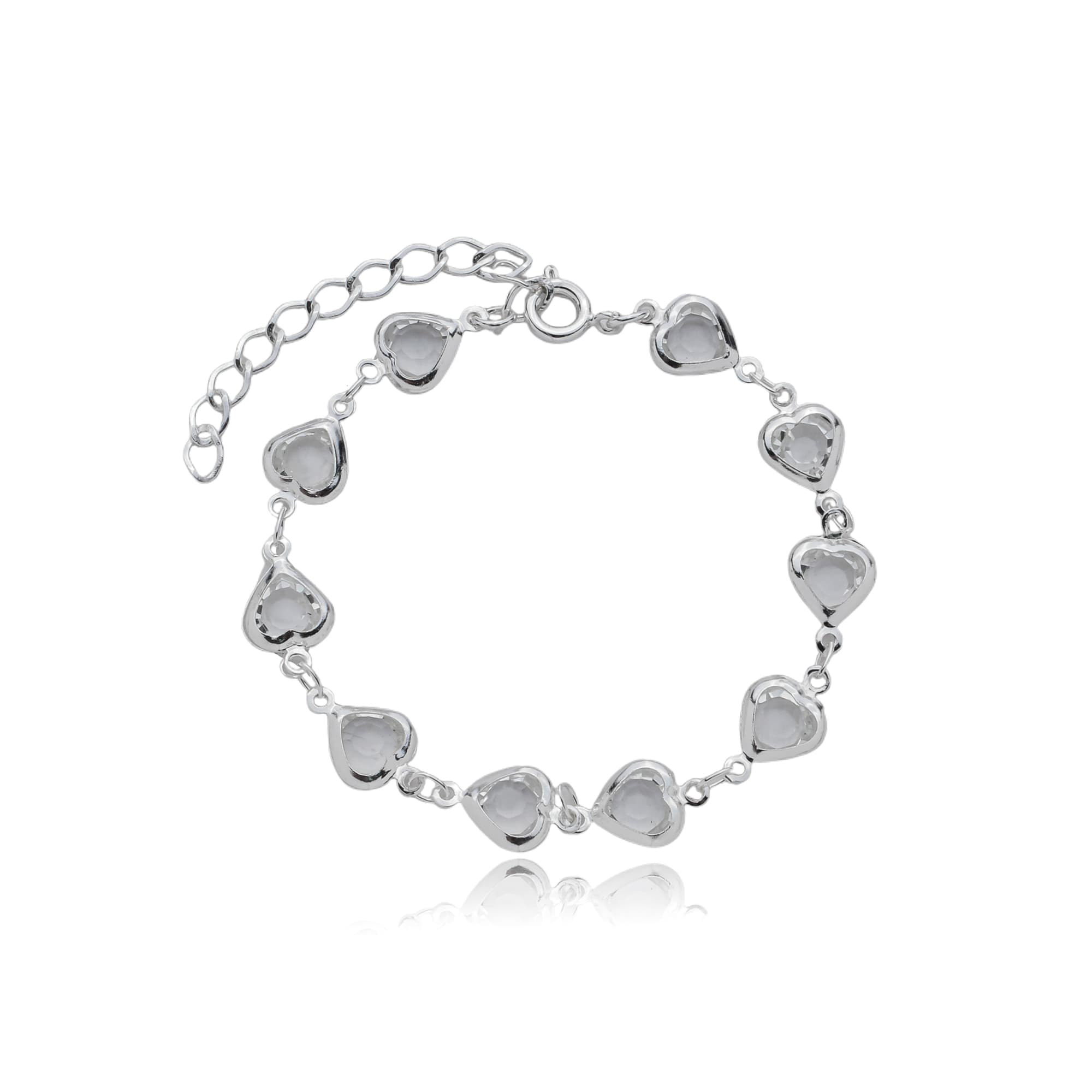 PULSEIRA PRATA CORAÇÕES EM ZIRCÔNIA CAGLIARI 14CM — foto 2