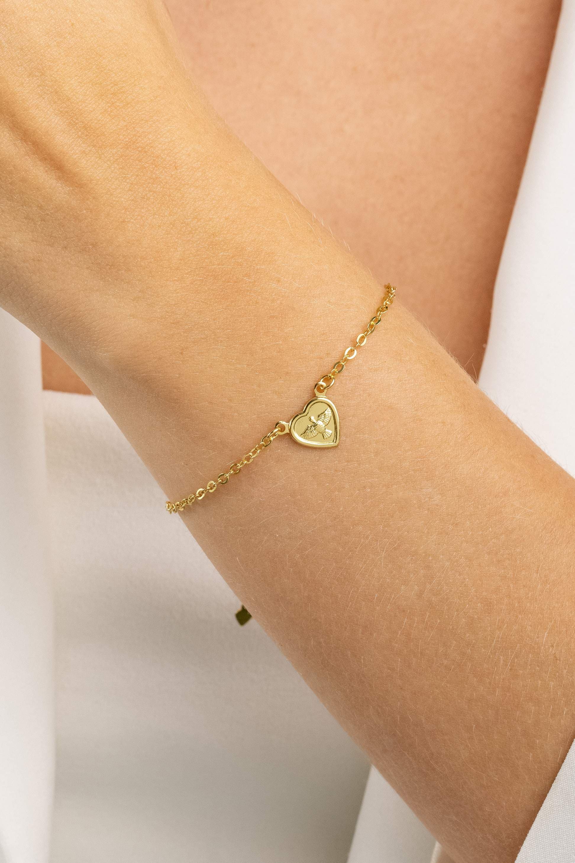 PULSEIRA ELO CADEADO CORAÇÃO ESPÍRITO SANTO LISO 18CM ASTI — foto 1