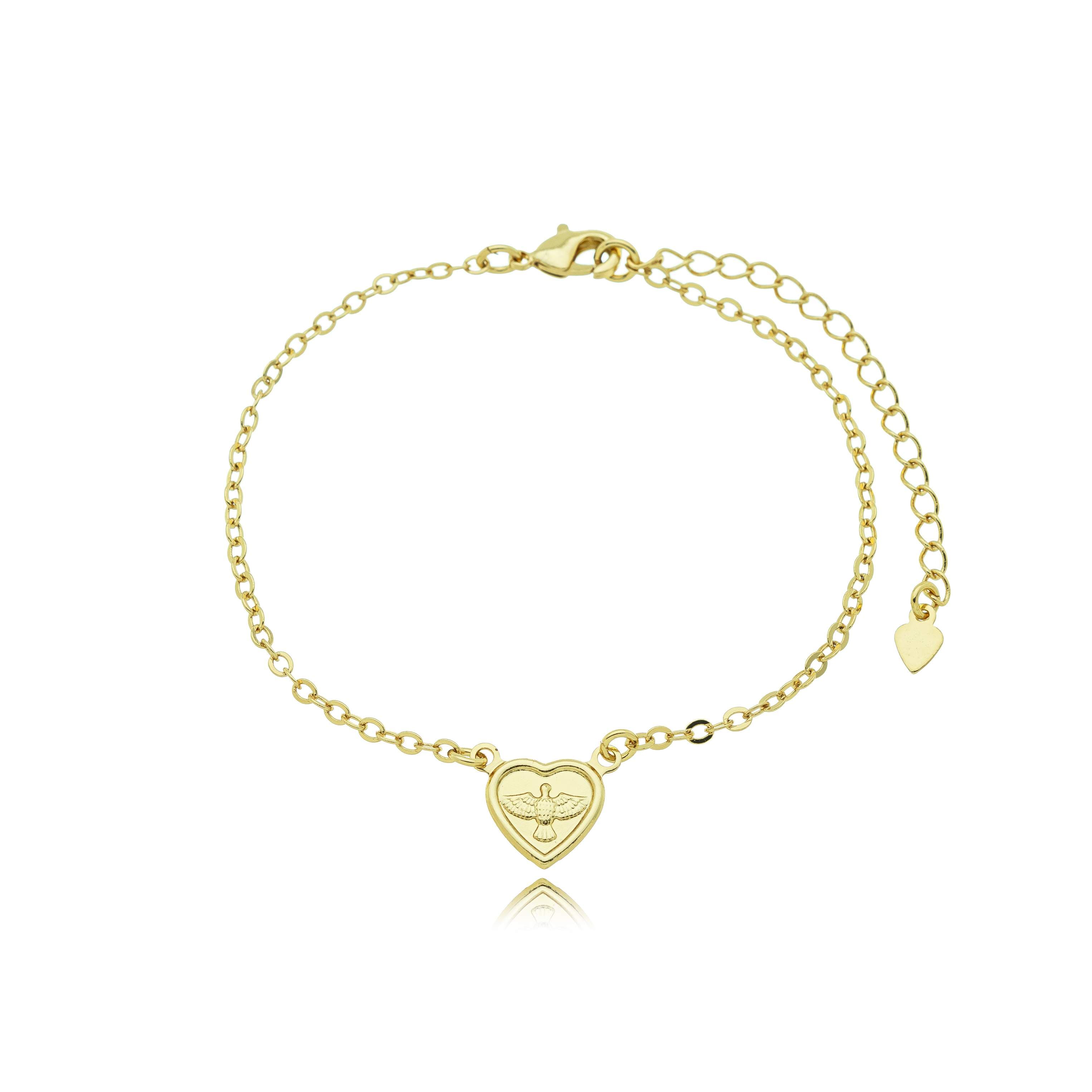 PULSEIRA ELO CADEADO CORAÇÃO ESPÍRITO SANTO LISO 18CM ASTI — foto 2