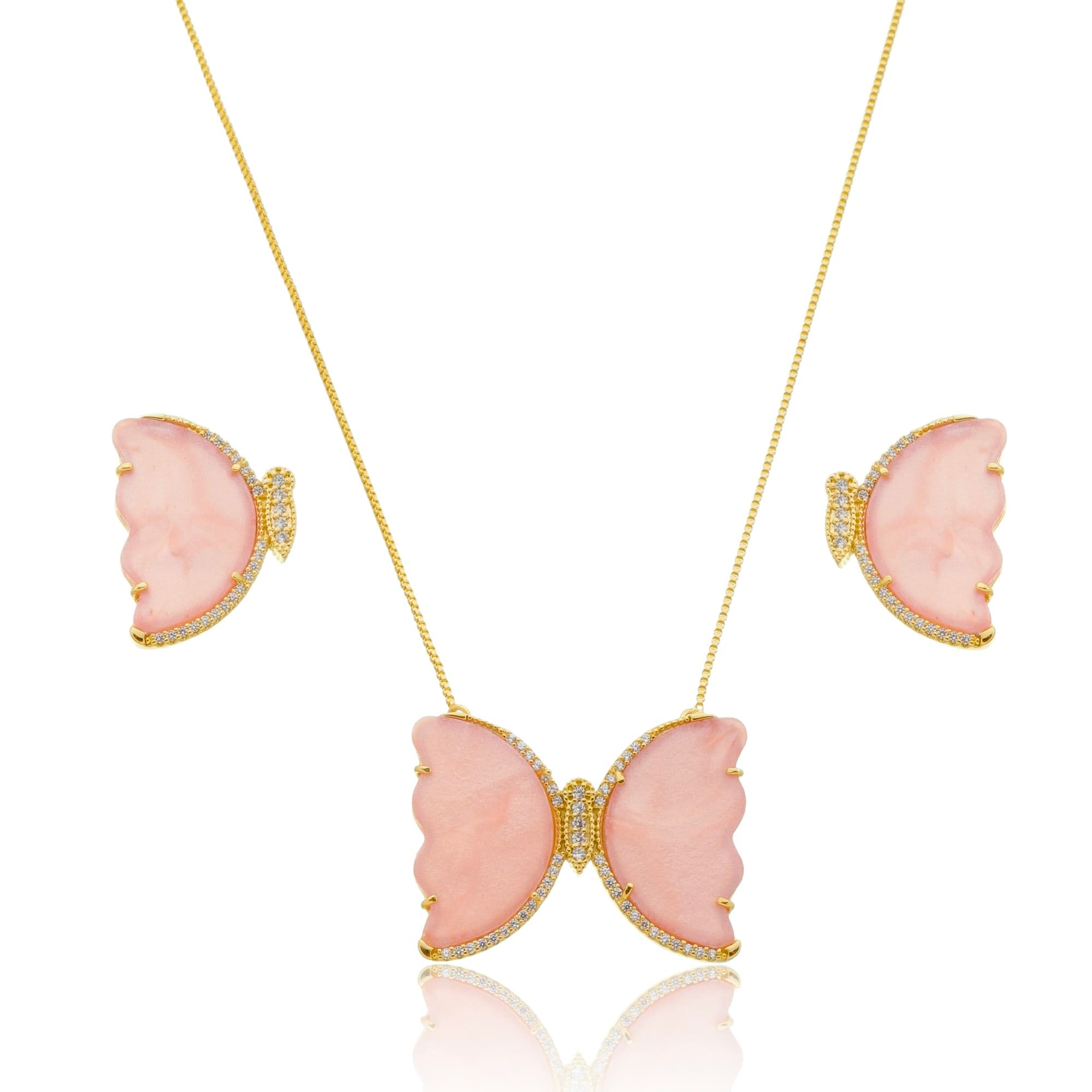 CONJUNTO COLAR E BRINCO BORBOLETA CRAVEJADA TORINO — foto 2