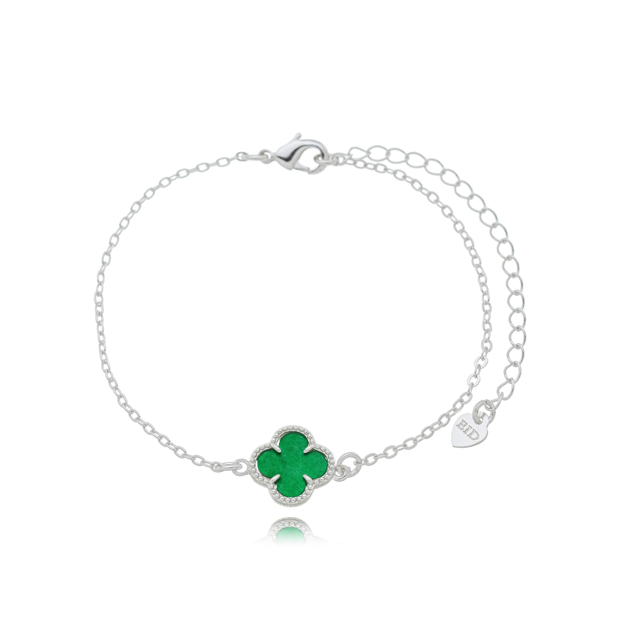 PULSEIRA PRATA TREVO ESMERALDA 18CM TARANTO — foto 1