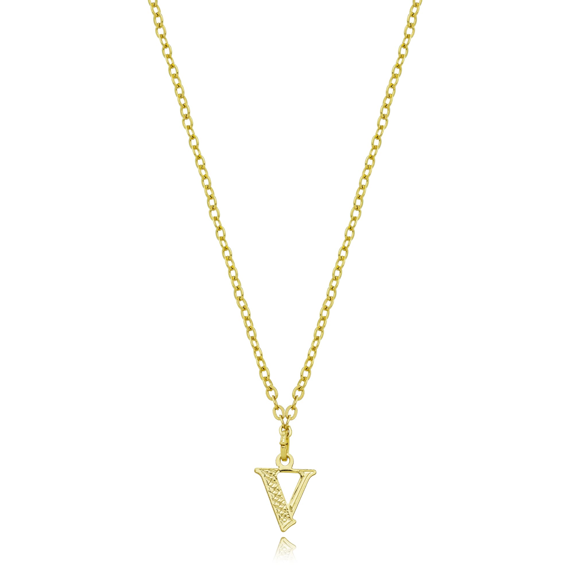 COLAR ELO CADEADO LETRA V LISA 45CM MARSALA — foto 1