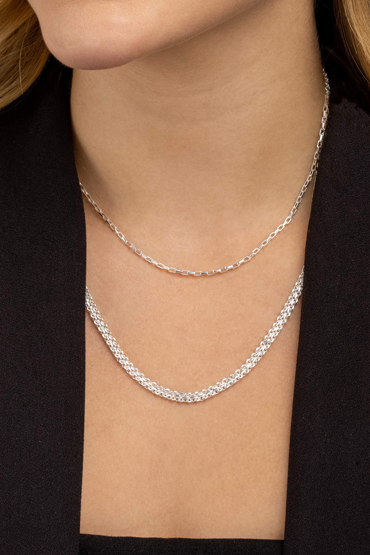 COLAR PRATA DUPLO ELO CADEADO DUPLO E ELO CARTIER 45CM TARANTO — foto 1
