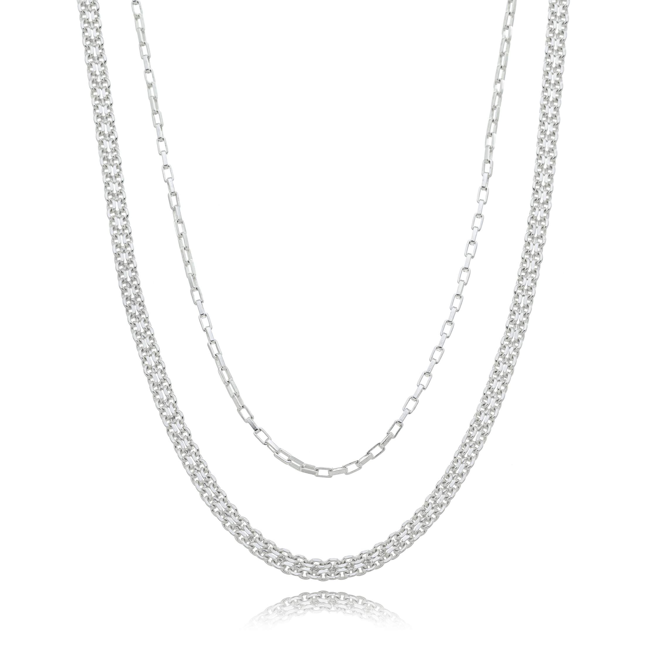 COLAR PRATA DUPLO ELO CADEADO DUPLO E ELO CARTIER 45CM TARANTO — foto 2