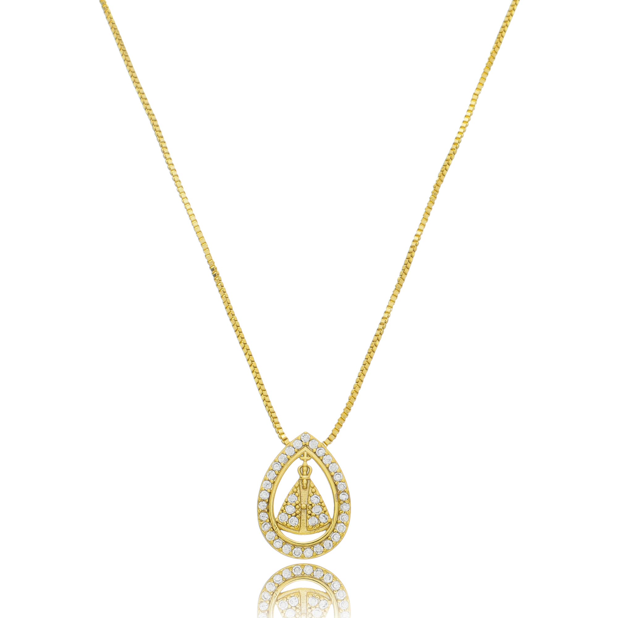 COLAR VENEZIANA NOSSA SENHORA APARECIDA CRAVEJADA 45CM — foto 1