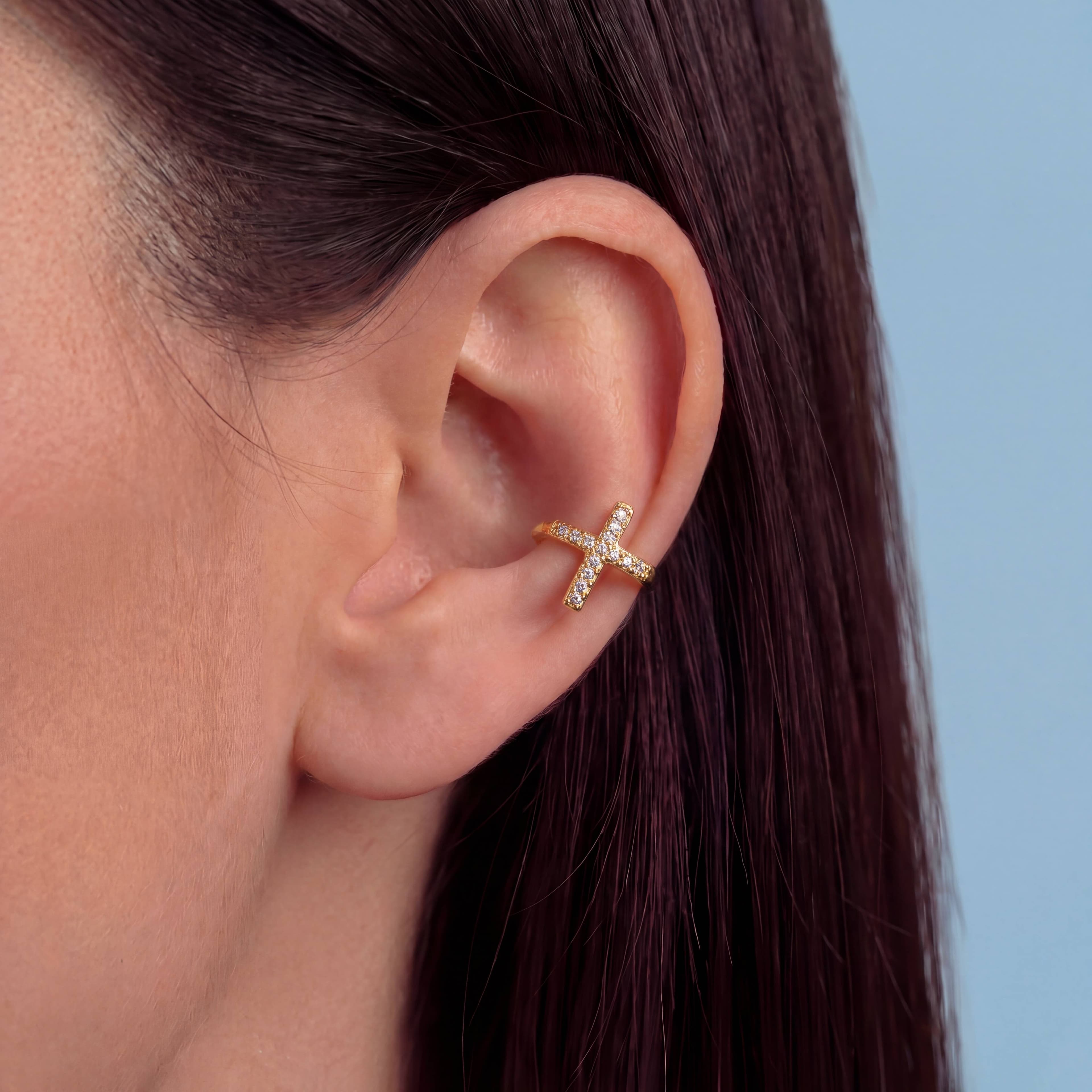 PIERCING FAKE CRUZ CRAVEJADA CRISTAL