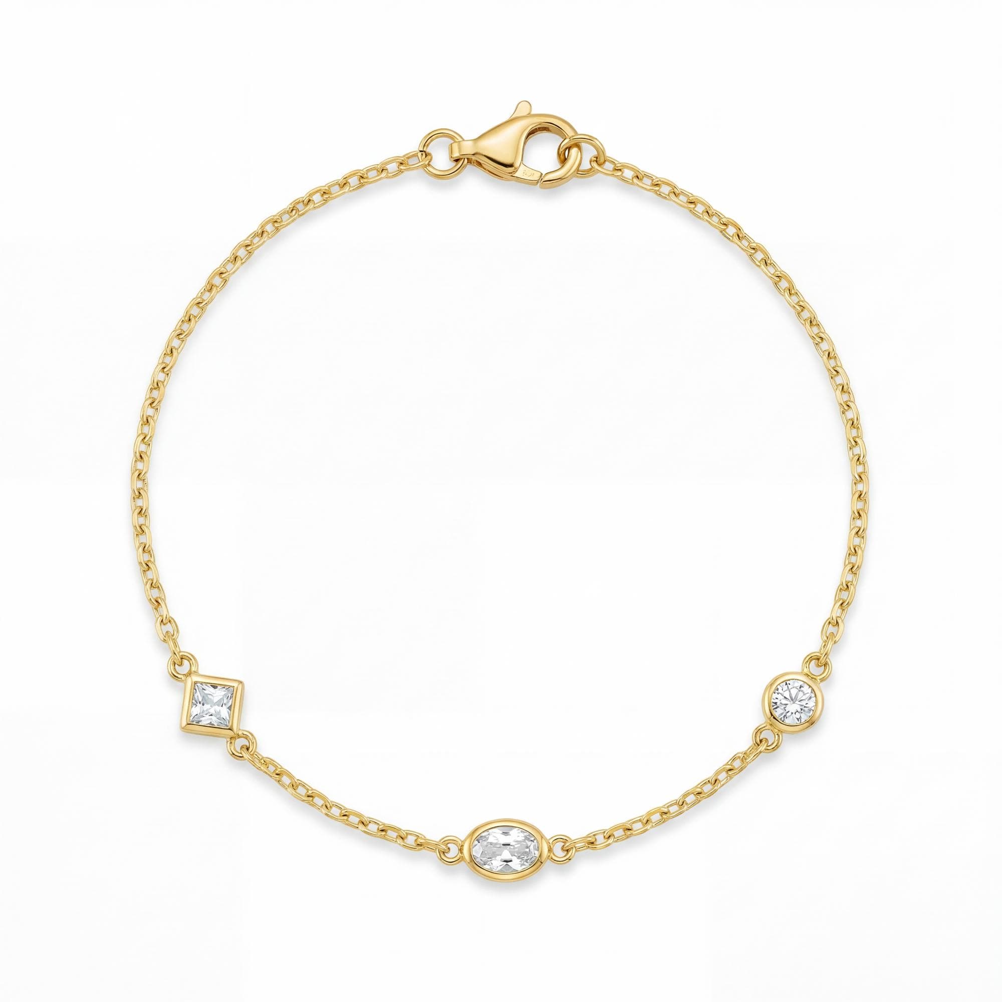 PULSEIRA ELO PORTUGUÊS FORMAS GEOMETRICAS ZIRCÔNIA 18CM — foto 1