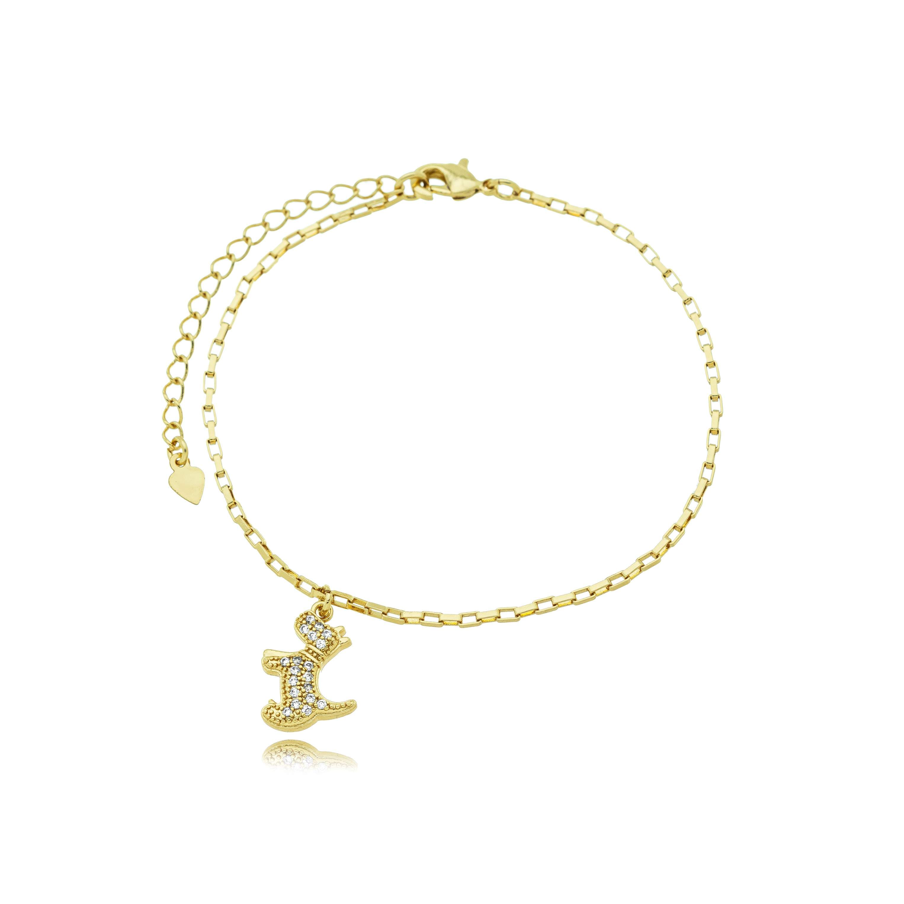 PULSEIRA ELO CARTIER QUADRADA CACHORRO CRAVEJADO UDINE 18CM — foto 2