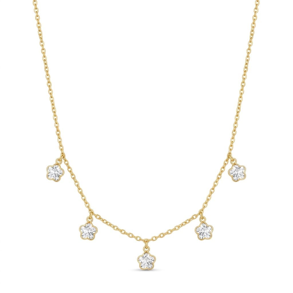 CHOKER 35CM ELO CADEADO FLOR CRISTAL