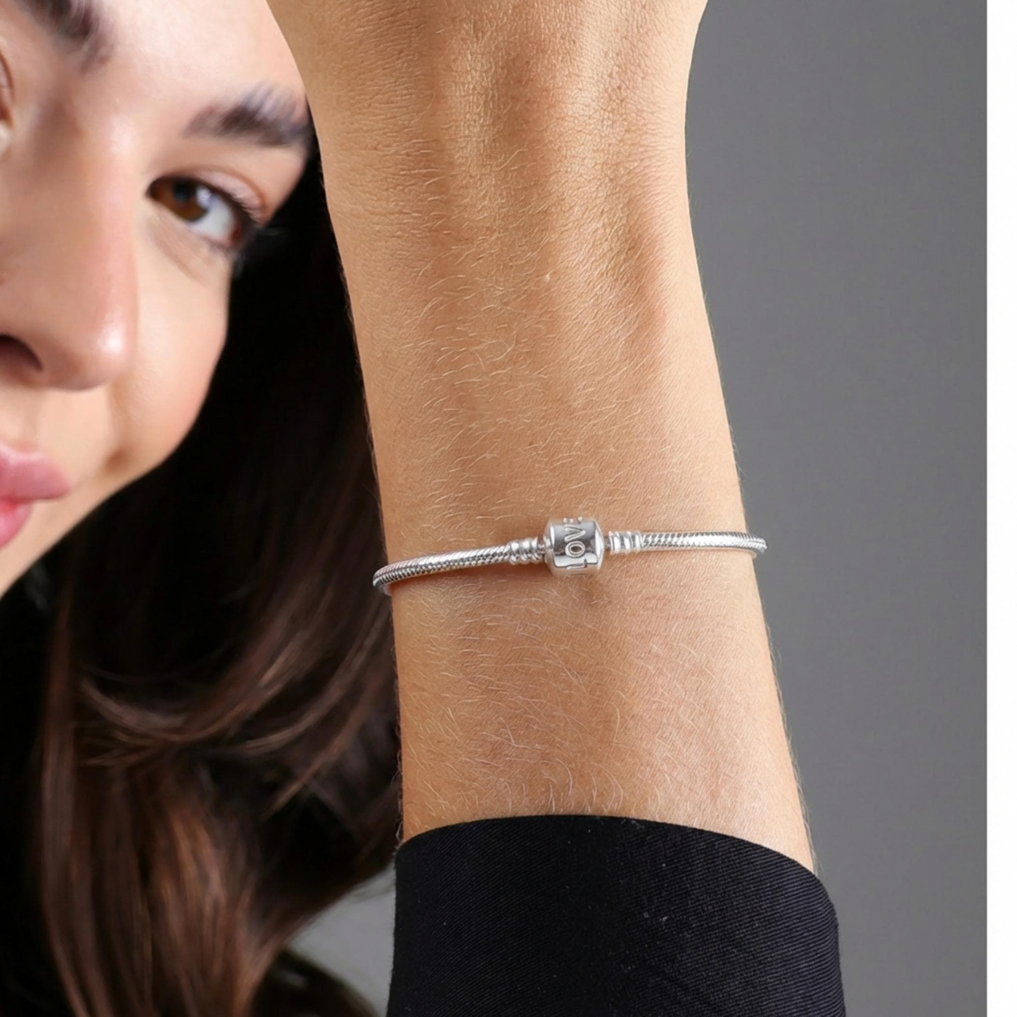 PULSEIRA 19CM BERLOQUE PRATA LOVE — foto 2