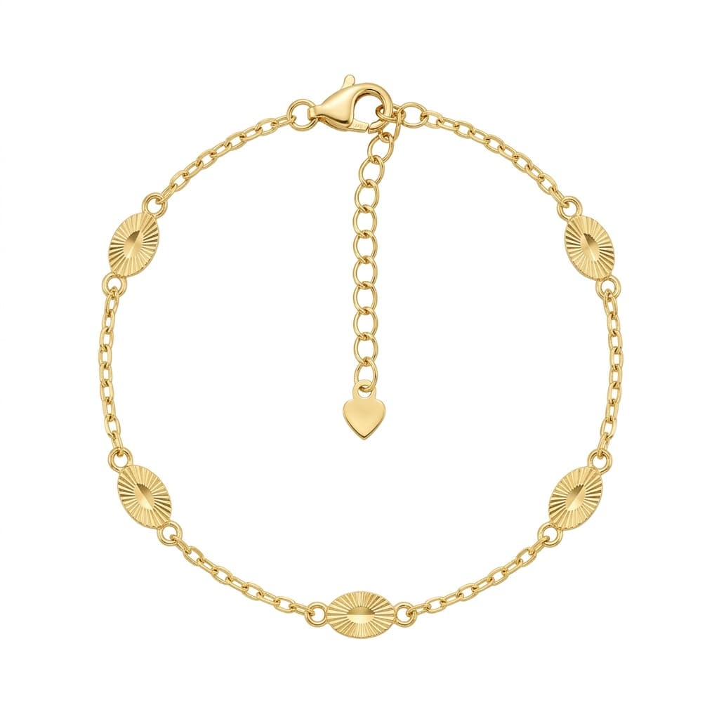 PULSEIRA 18CM ELO CADEADO FORMAS OVAIS DIAMANTADAS