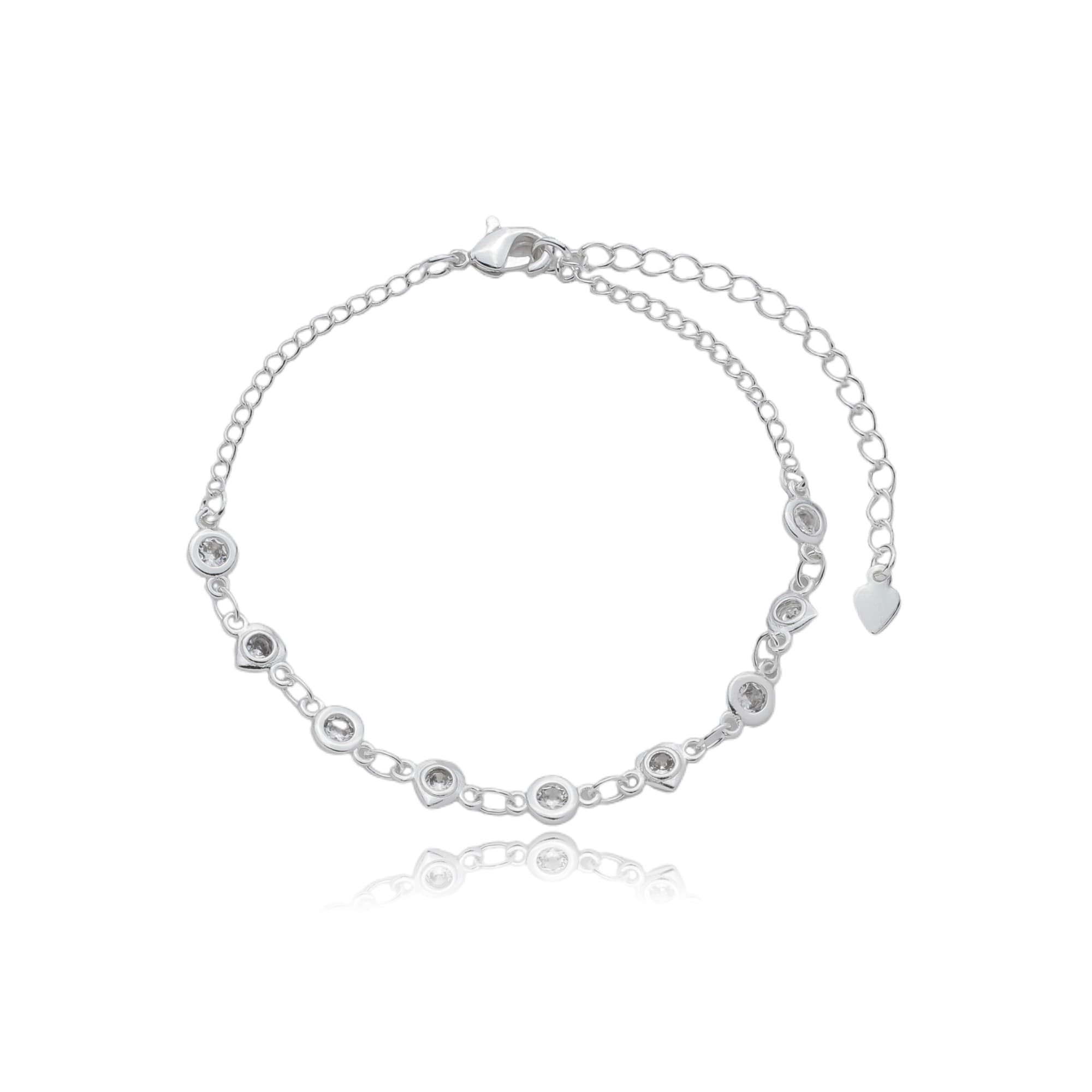 PULSEIRA PRATA ELO AMERICANO CORAÇÃO ZIRCÔNIA IMOLA — foto 1