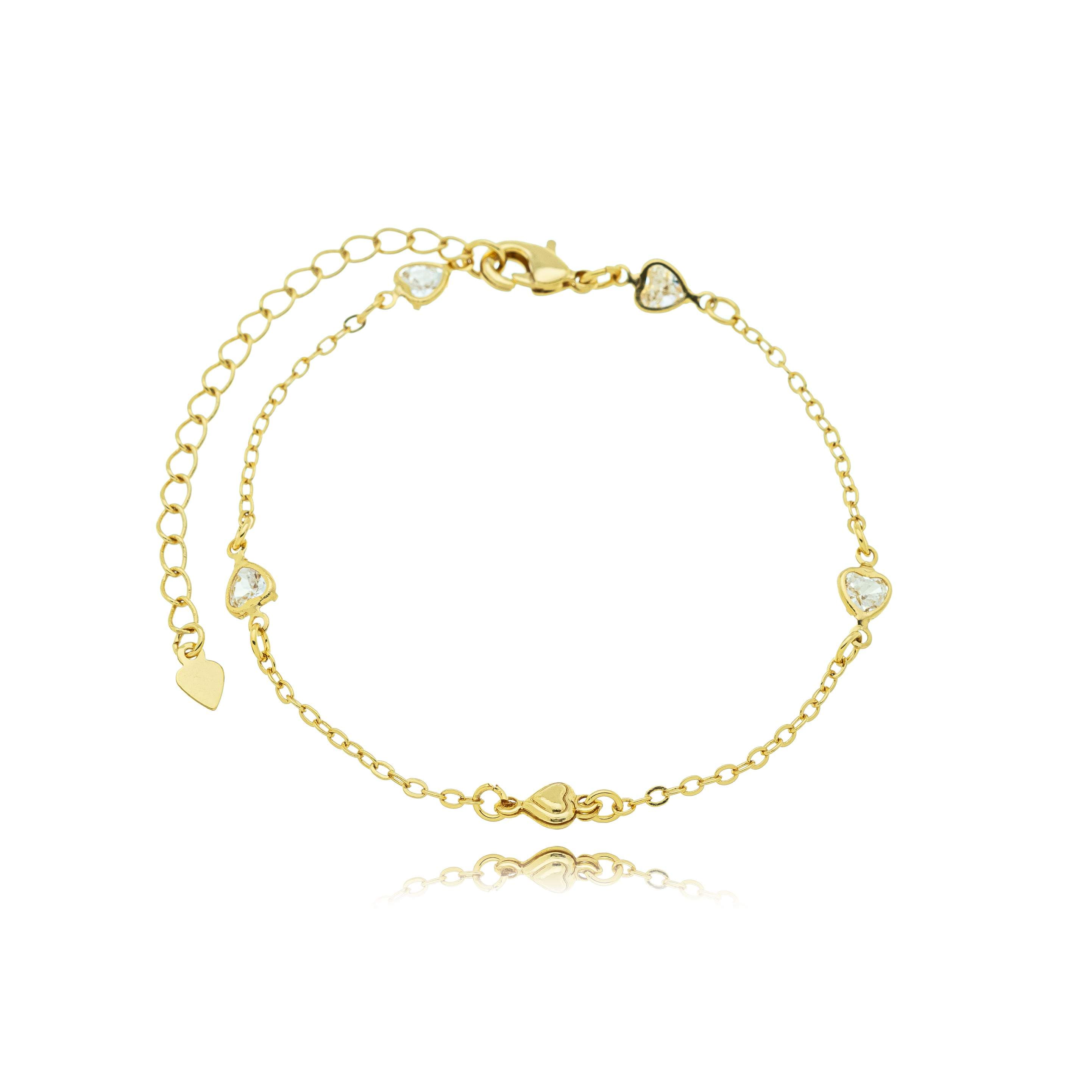 PULSEIRA CORAÇÕES ZIRCÔNIA CRISTAL BARI 18CM — foto 1