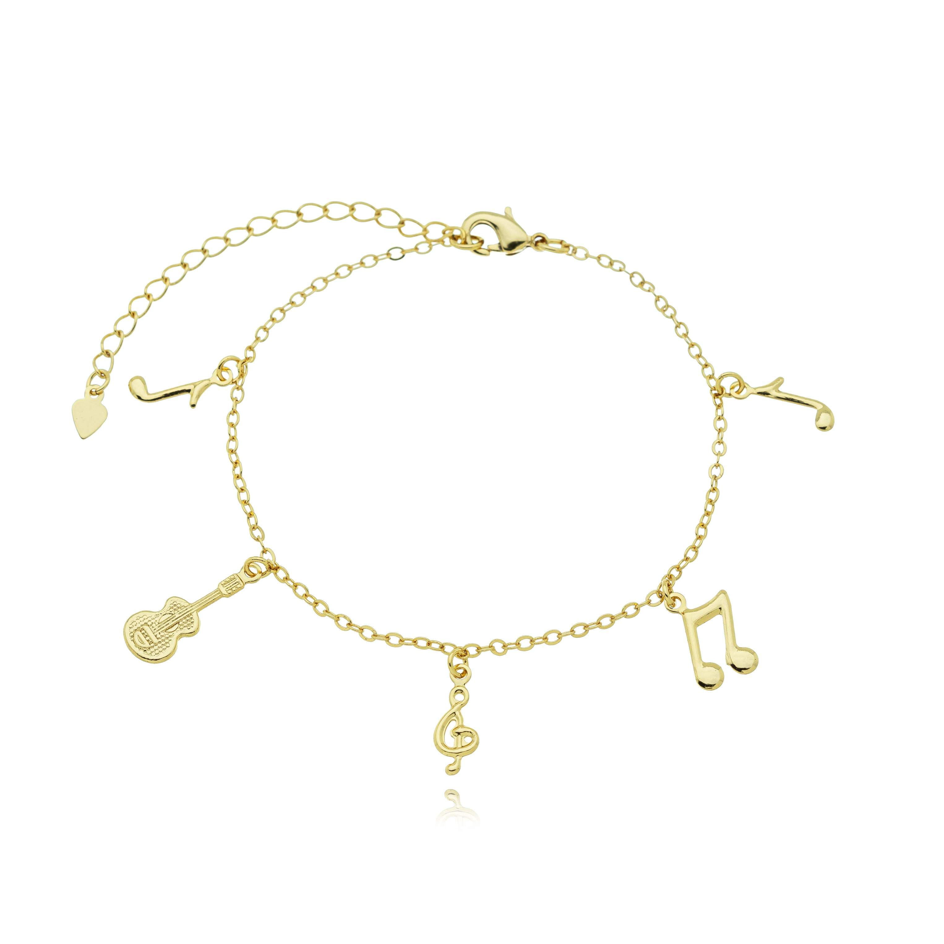 PULSEIRA ELO CADEADO SIMBOLOS DE MUSICA 18CM UDINE — foto 2