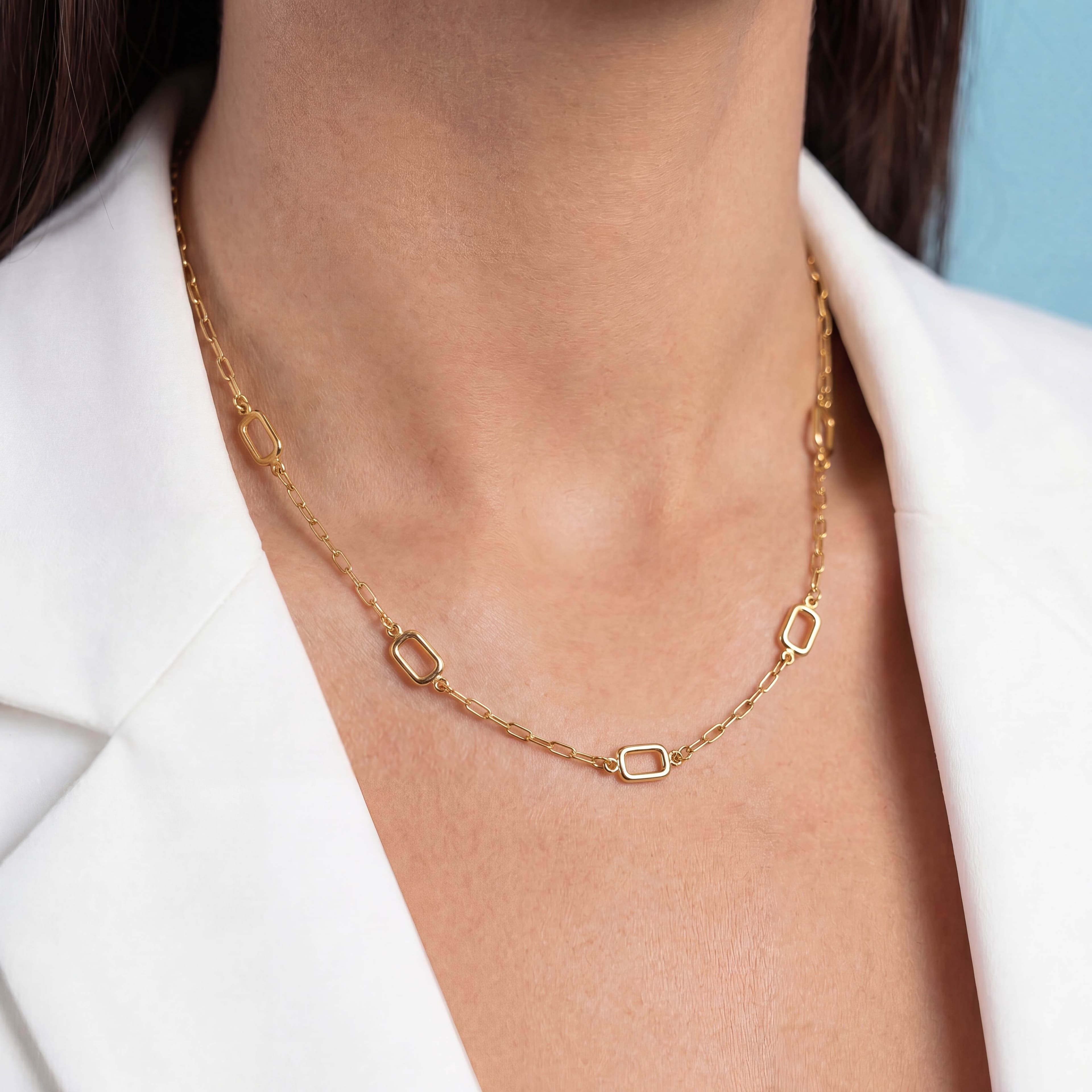 COLAR CHOKER ELO CARTIER QUADRADOS VAZADOS 35CM PISA — foto 1
