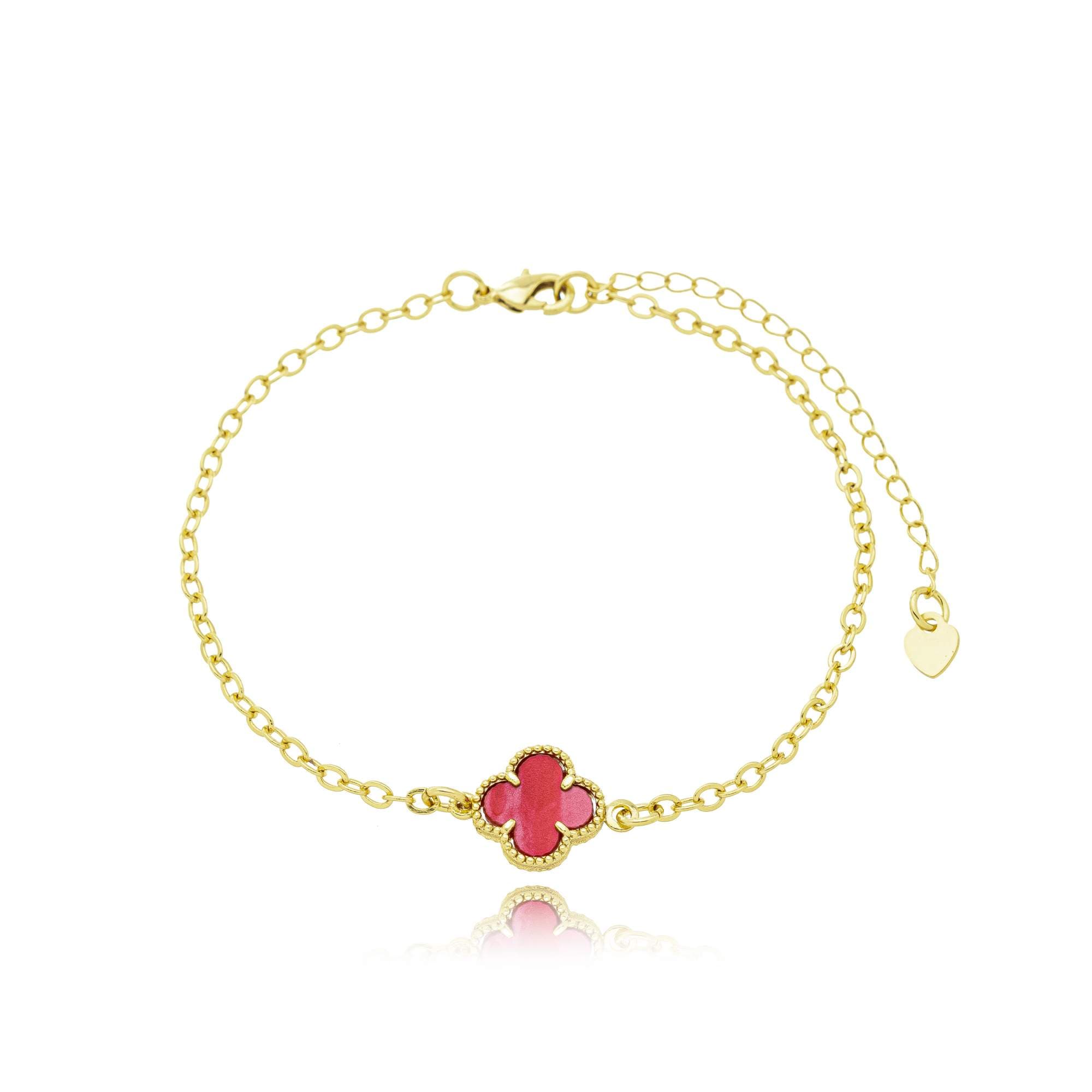 PULSEIRA ELO AMERICANO TREVO VERMELHO 18CM — foto 1