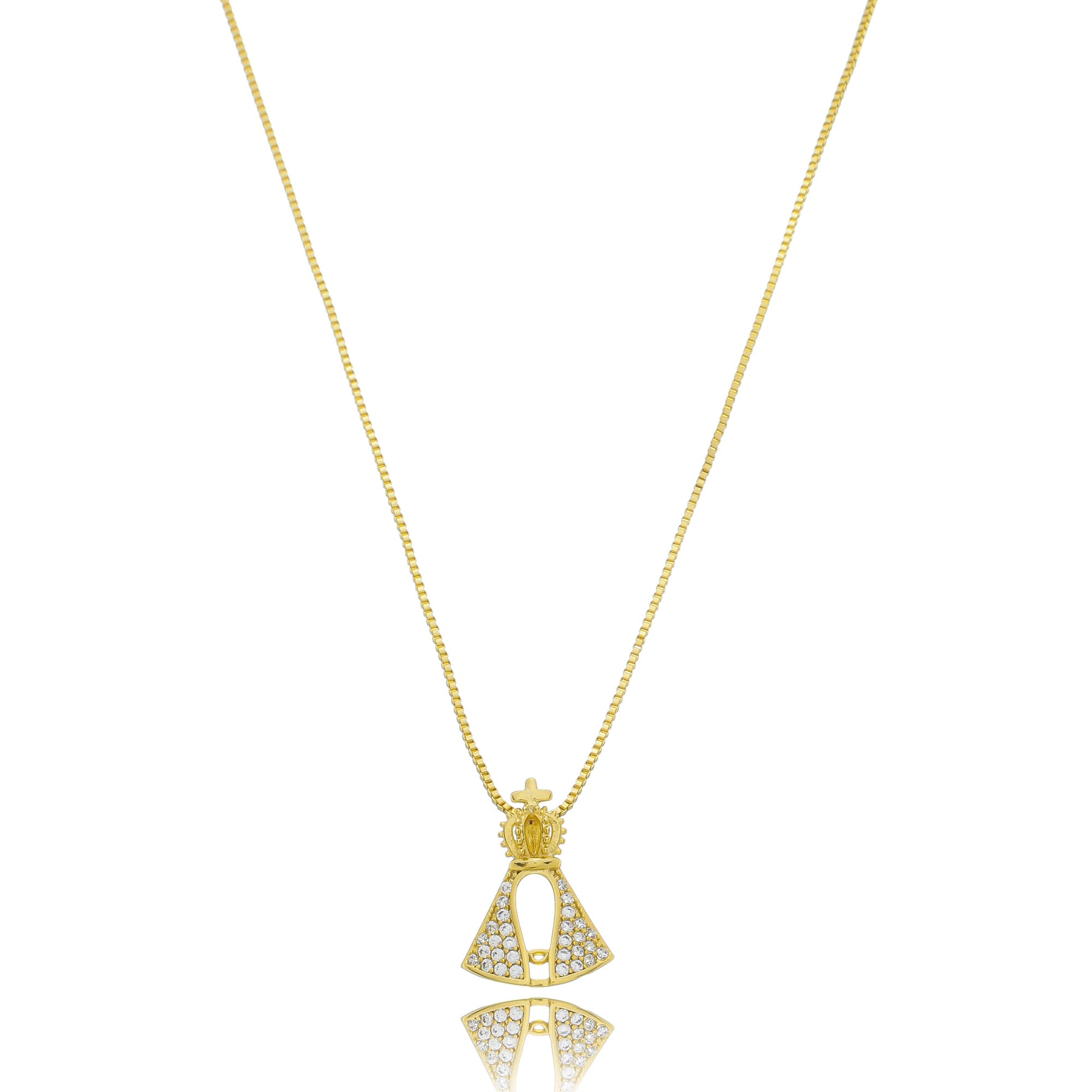 COLAR VENEZIANA NOSSA SENHORA APARECIDA CRAVEJADA 45CM — foto 1