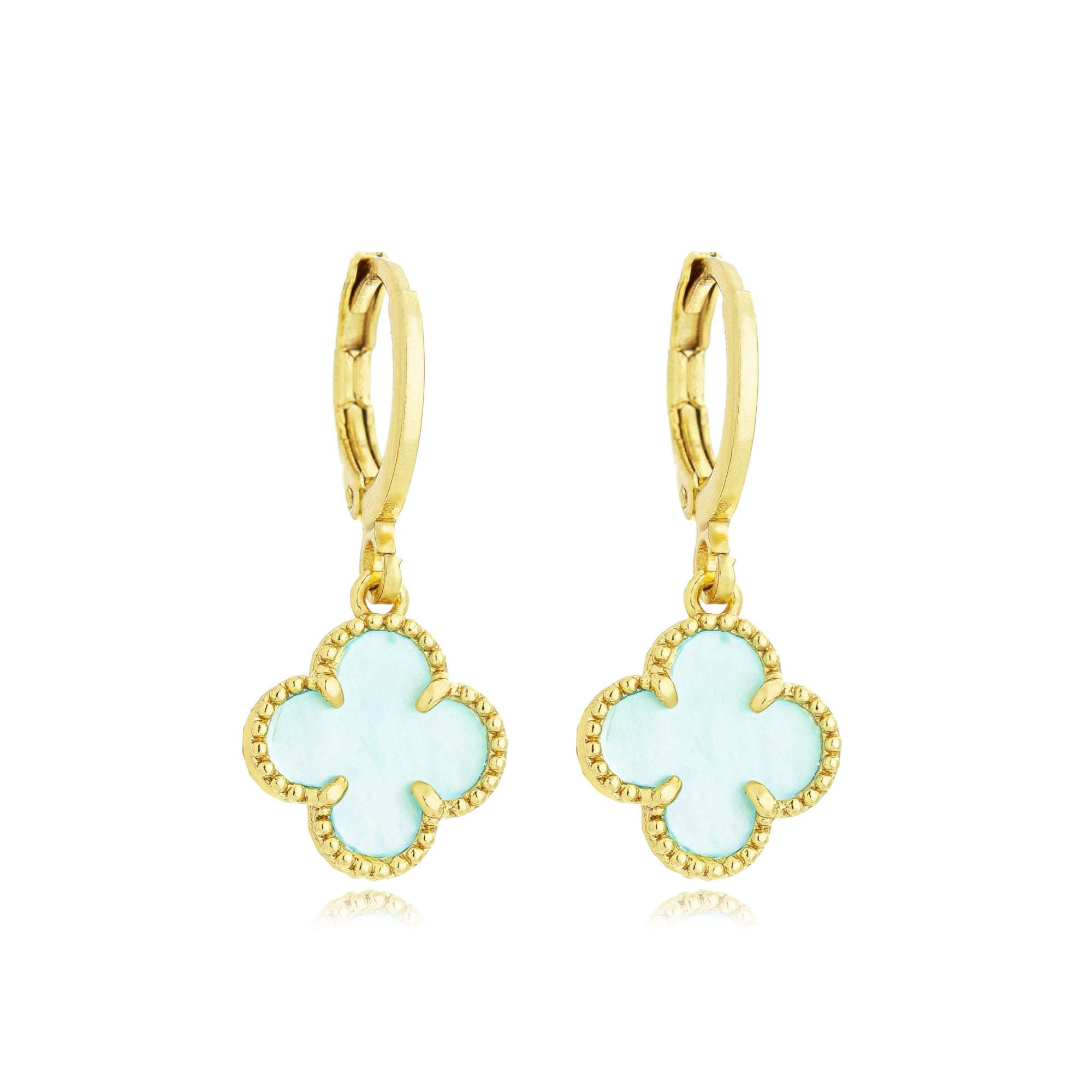 BRINCO ARGOLA TREVO ÁGATA AZUL NAPOLI — foto 1