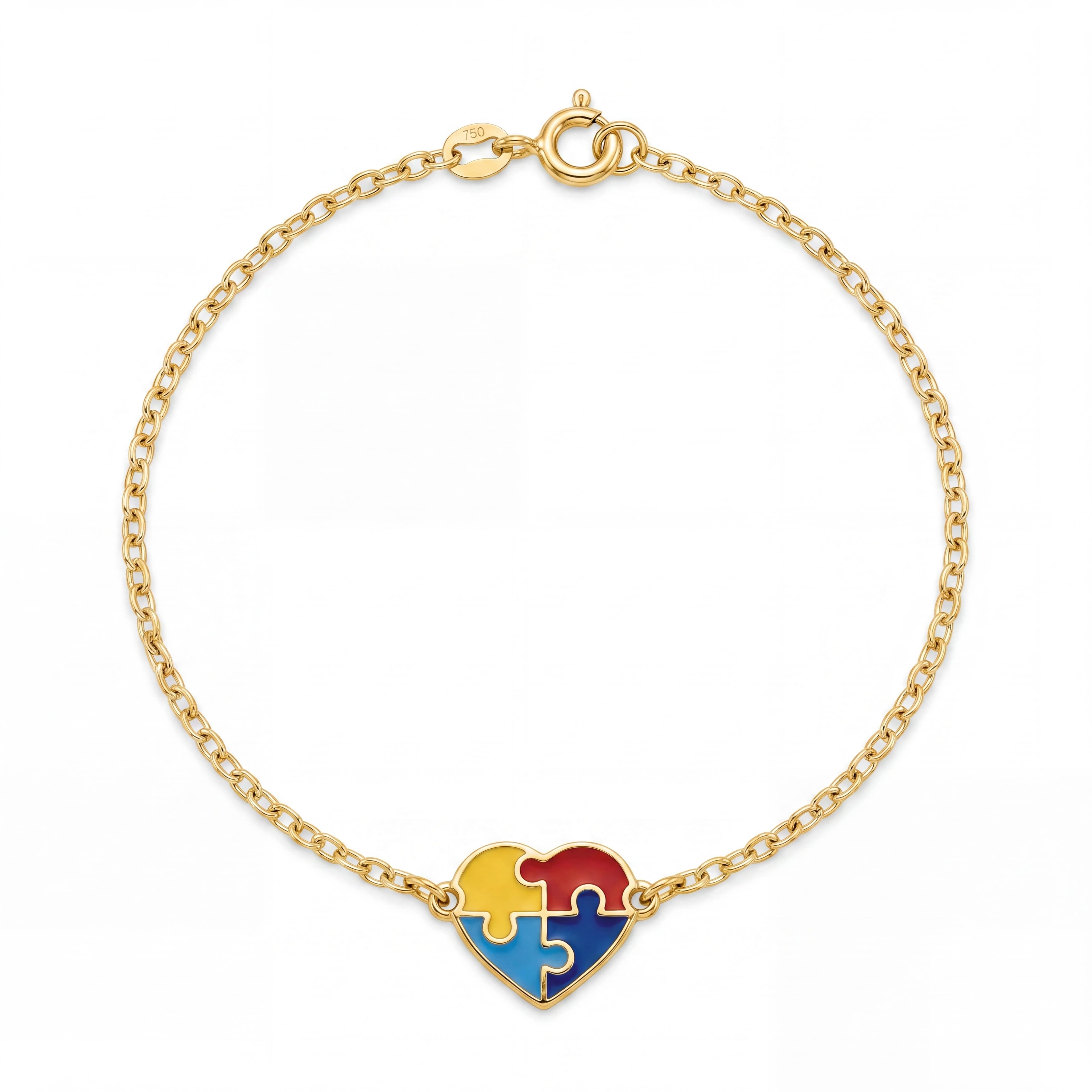 PULSEIRA ELO CADEADO CORAÇÃO SIMBOLO AUTISMO RESINADO 18CM — foto 1