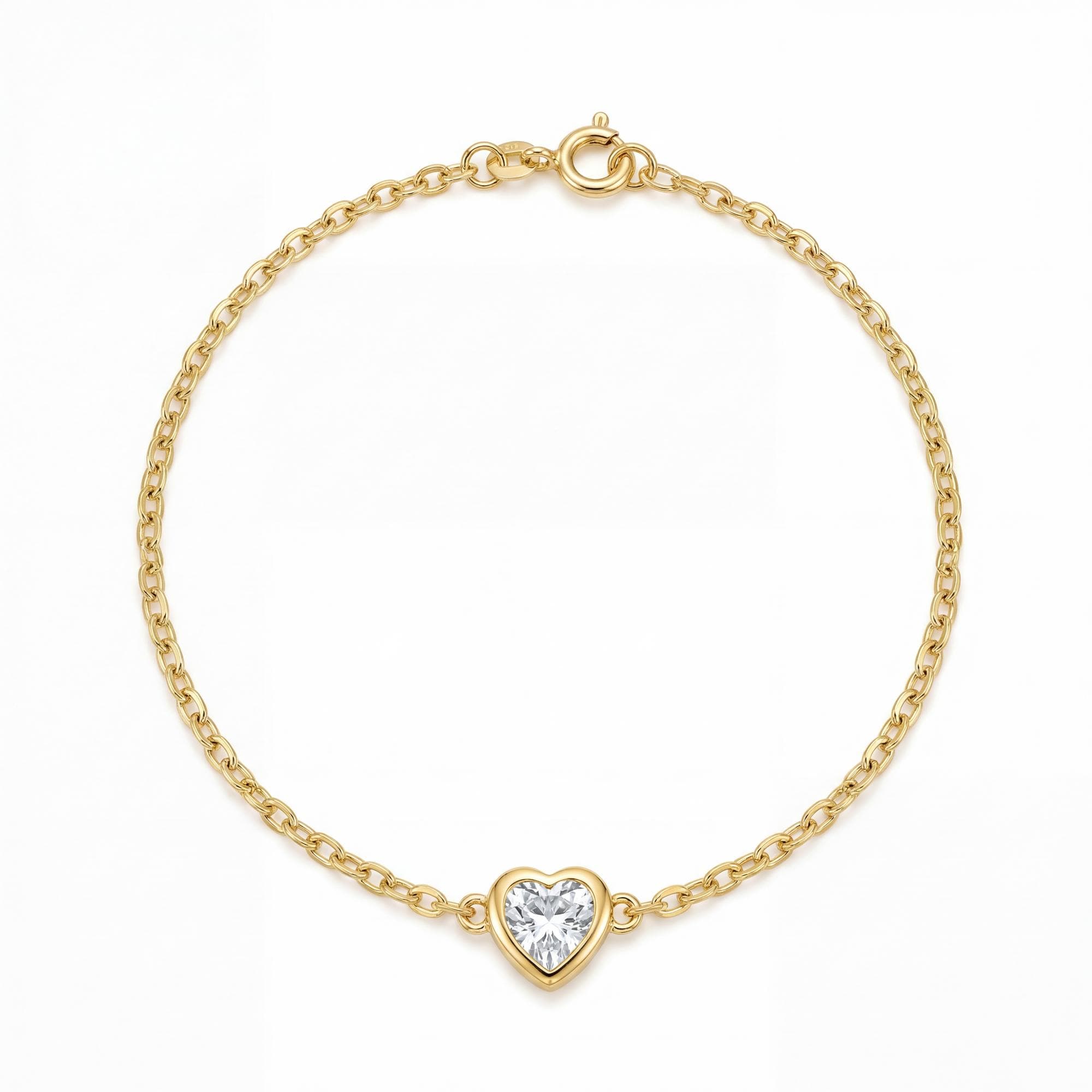 PULSEIRA ELO CADEADO CORAÇÃO ZIRCÔNIA CRISTAL 18CM VARESE — foto 1