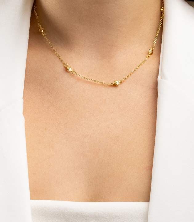 COLAR CHOKER ELO CADEADO CORAÇÕES LISOS 35CM CASORIA — foto 2