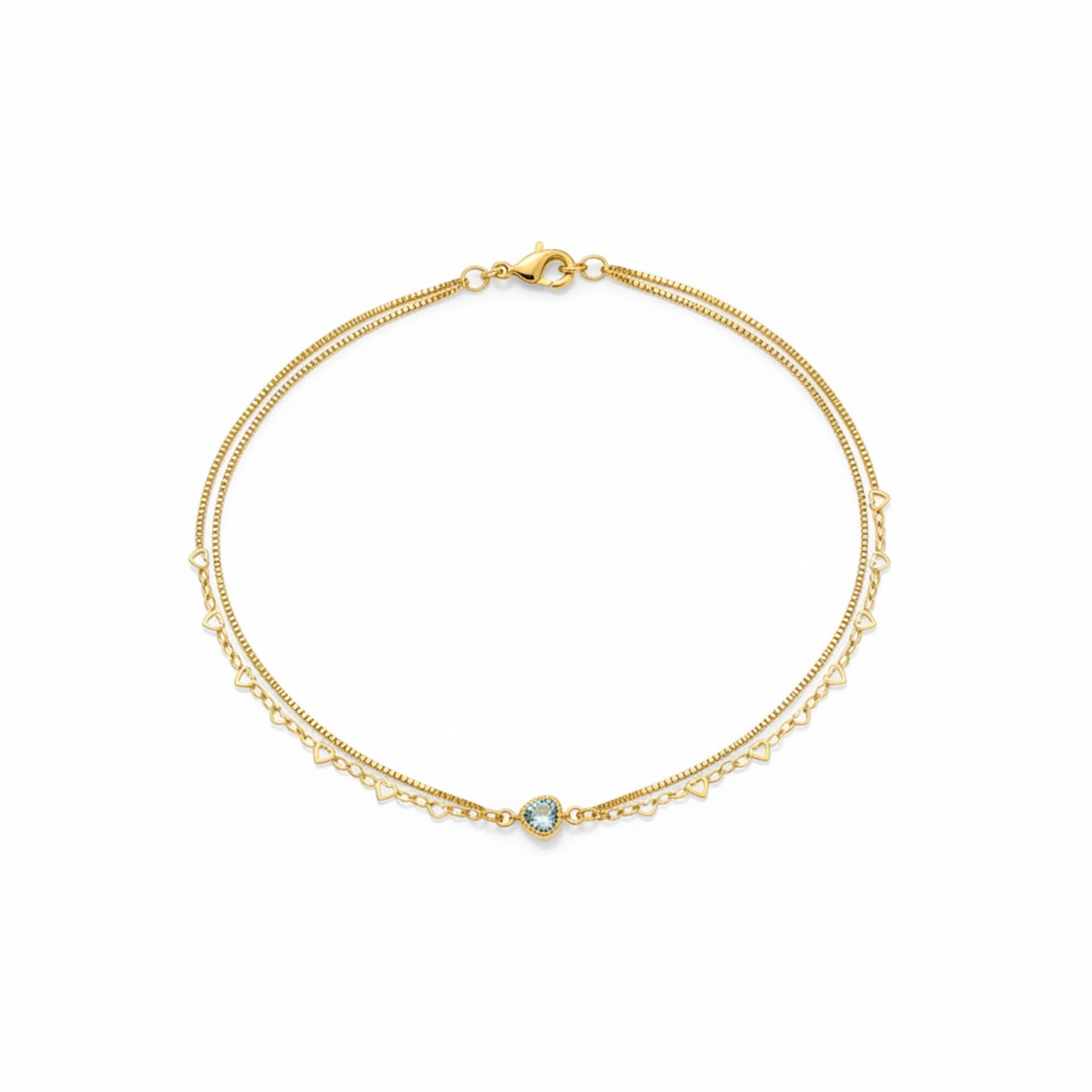 PULSEIRA 2 FIOS ELO VENEZIANA ELO CORAÇÃO ZIRCÔNIA 18CM GELA — foto 1