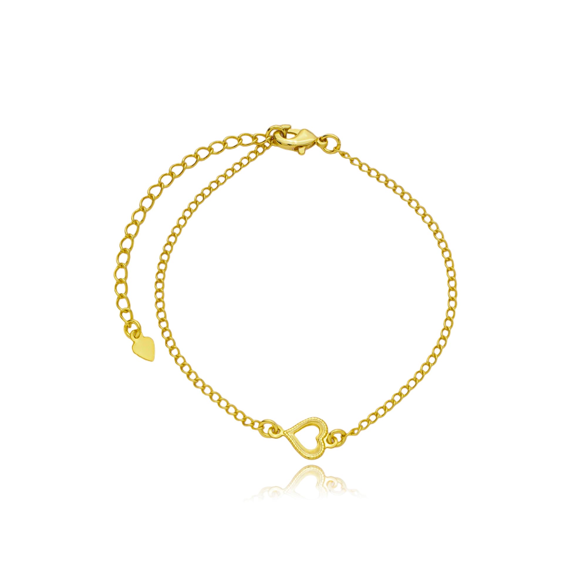 PULSEIRA ELO AMERICANO CORAÇÃO VAZADO 17CM MONZA — foto 1