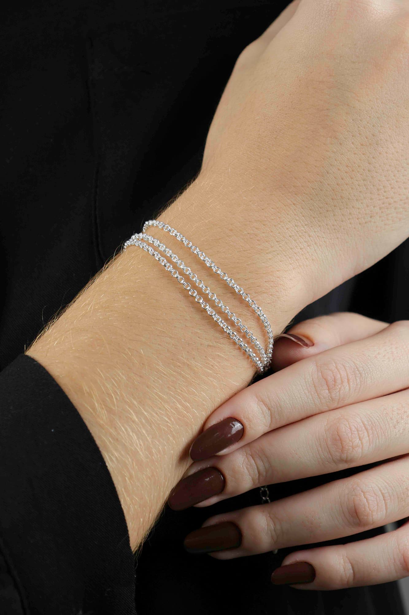 PULSEIRA PRATA ELO PORTUGUÊS TRIPLO MILANO 15CM — foto 2