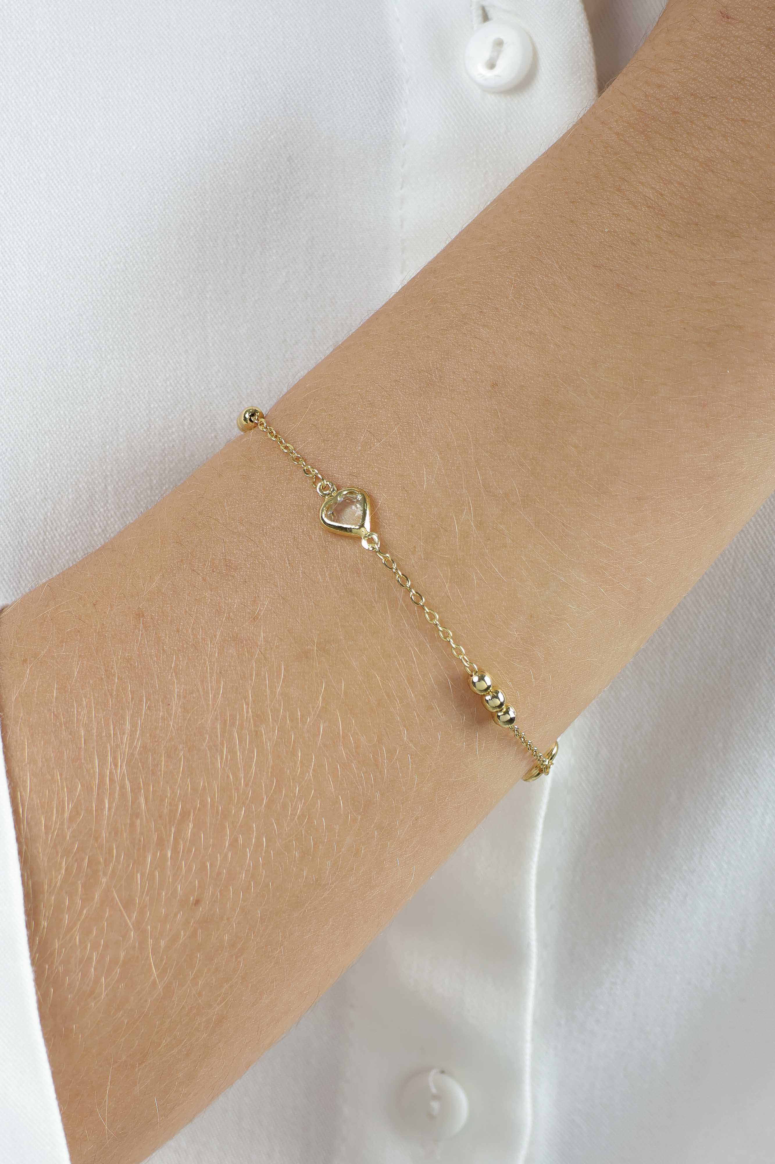 PULSEIRA COM BOLINHAS E CORAÇÃO DE ZIRCÔNIA PERUGIA — foto 1